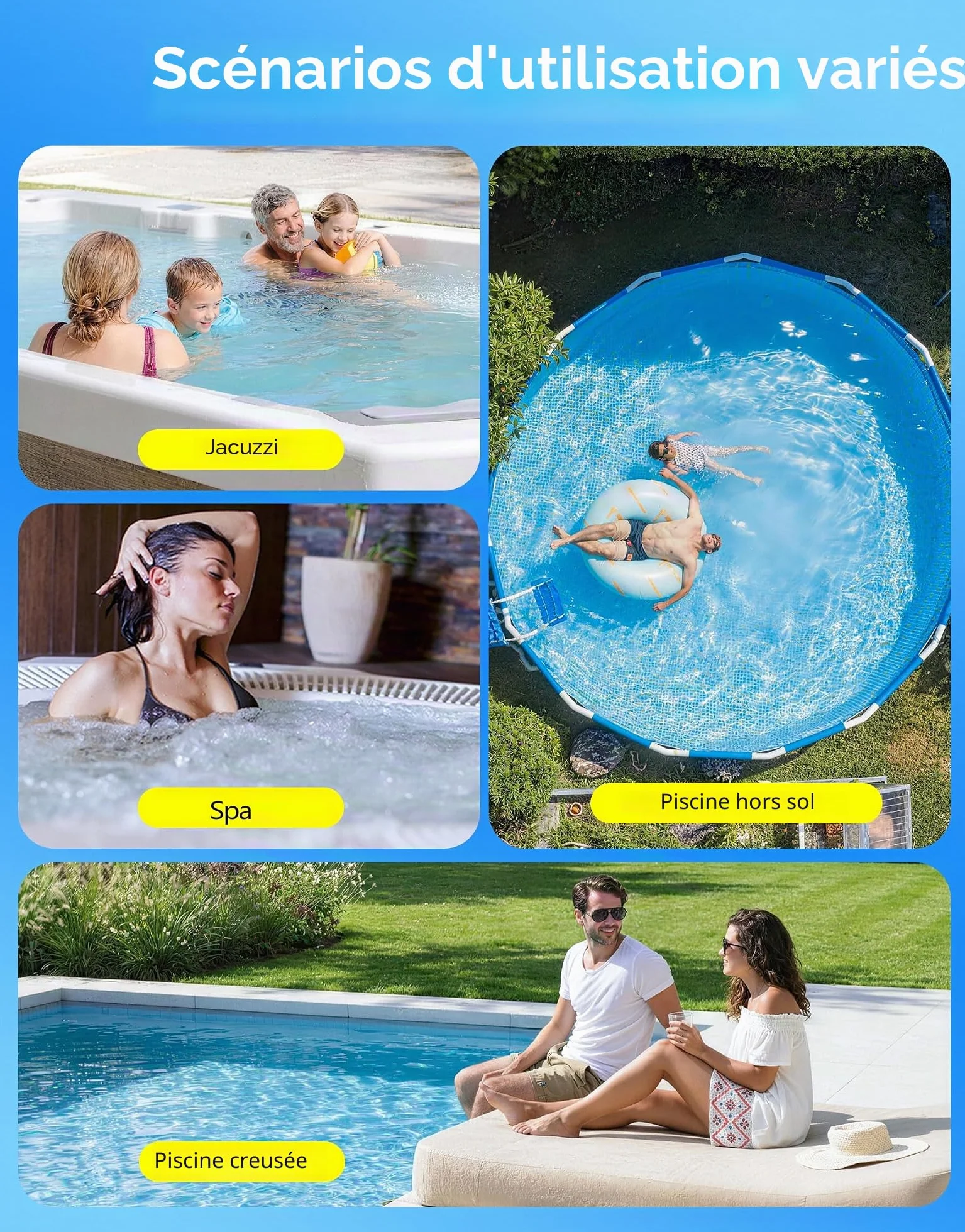LanBlu Aspirateur Piscine Sans Fil 2.5m 4200L/H Manuel avec Tige Télescopique 4 Filtre