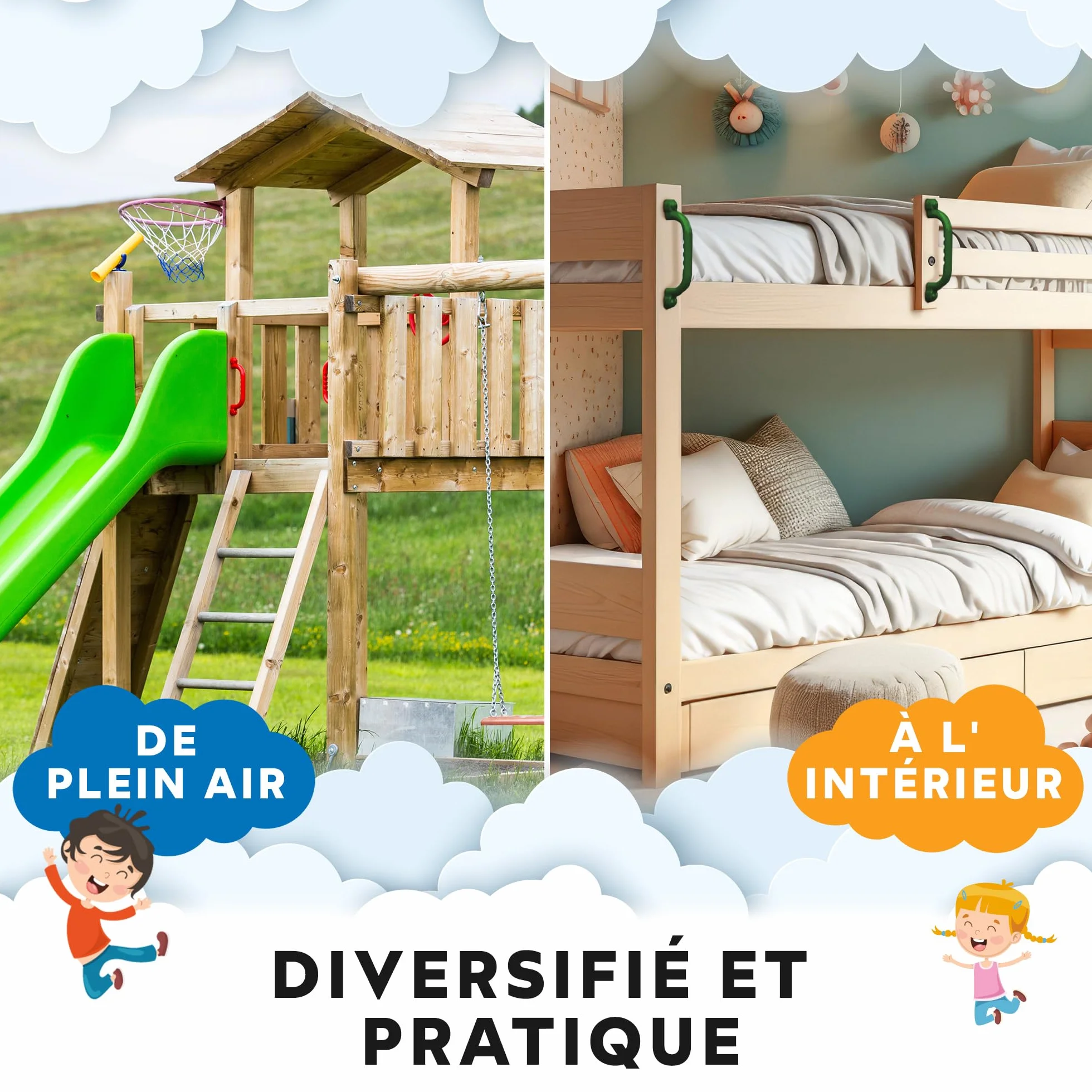 GO!elements Poignée et Accessoires de Maison de Jeu extérieur | Prise Escalade | Escalade Enfant Exterieur | Accessoire cabane Enfant Exterieur | par Paire (2 pièces)