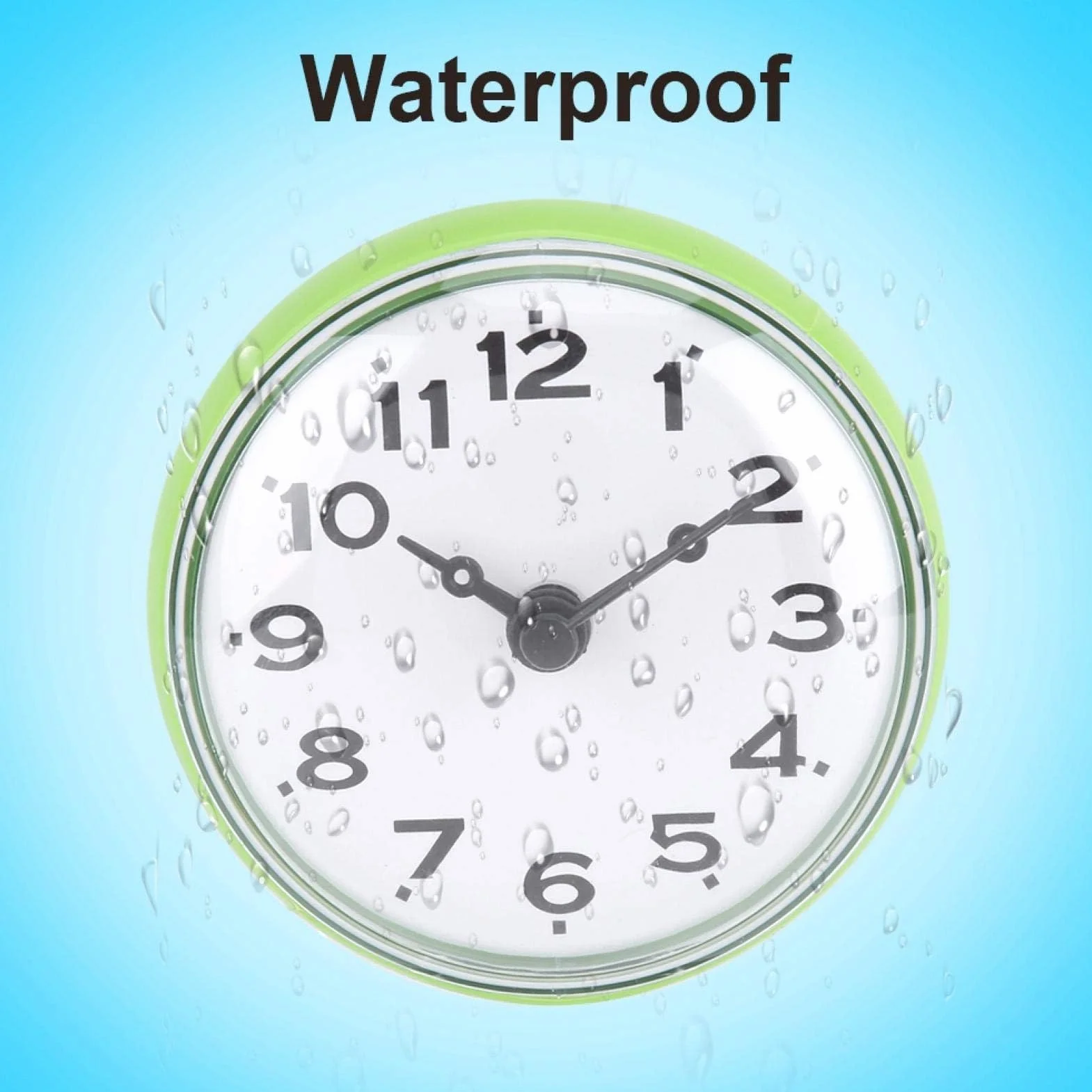 Cyrank Horloge Murale étanche Ventouse Salle de Bain Cuisine (Vert)