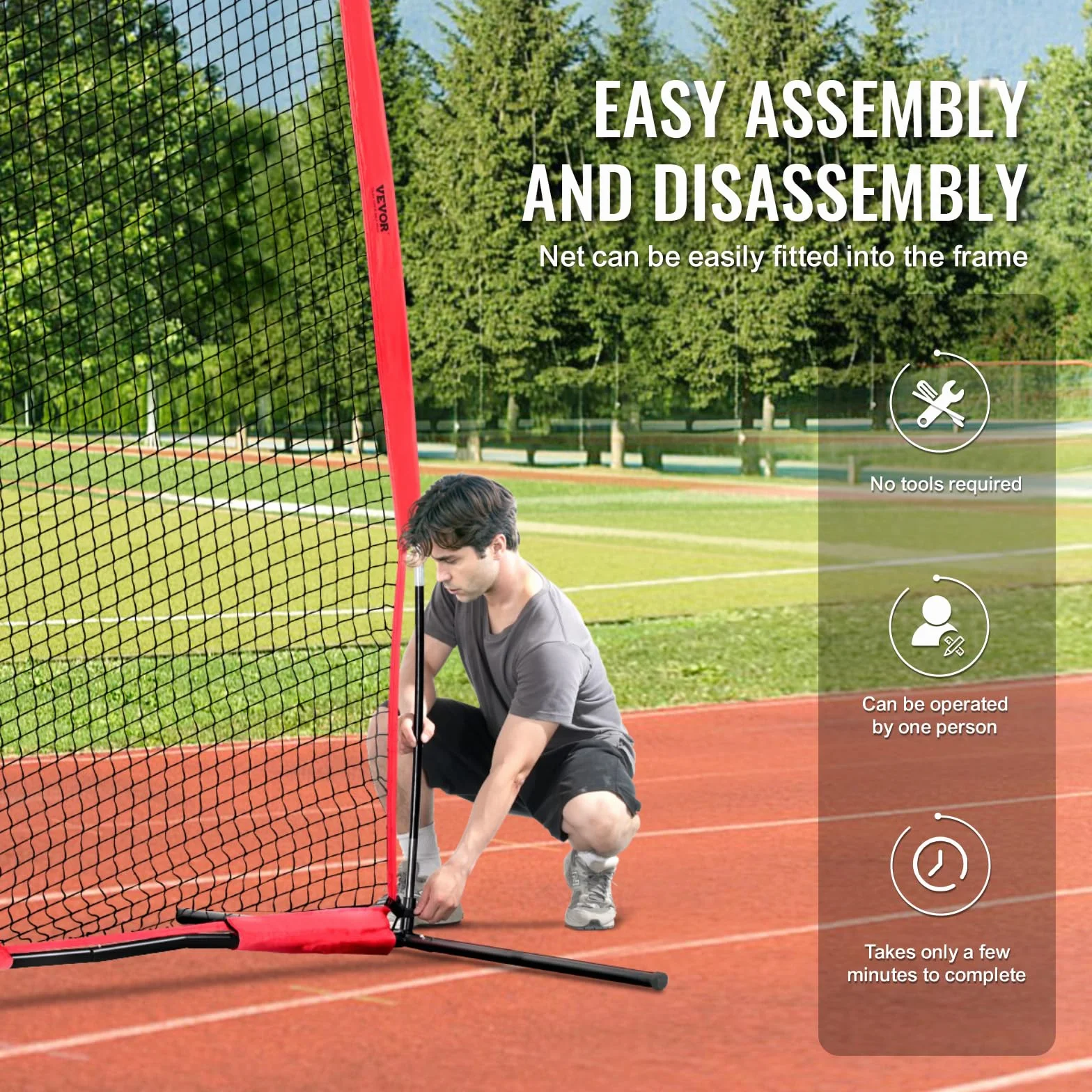 VEVOR Filet d'Entraînement de Baseball Softball 620x314 cm, Filet de Protection Pare-Ballons Portable avec Sac de Transport, Équipement d'Entraînement pour Receveur Crosse, Football, Hockey, Jardin