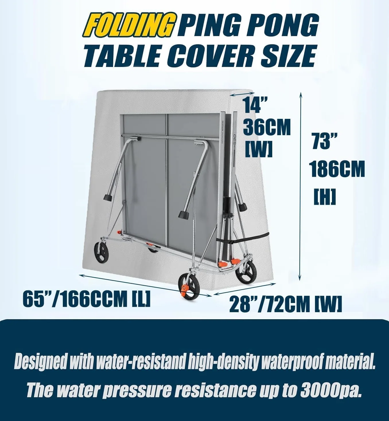 Housse Table Ping Pong Extérieure, 600D Couverture de Table de Tennis, Bâche Imperméable Housse de Protection pour Table de Ping-Pong