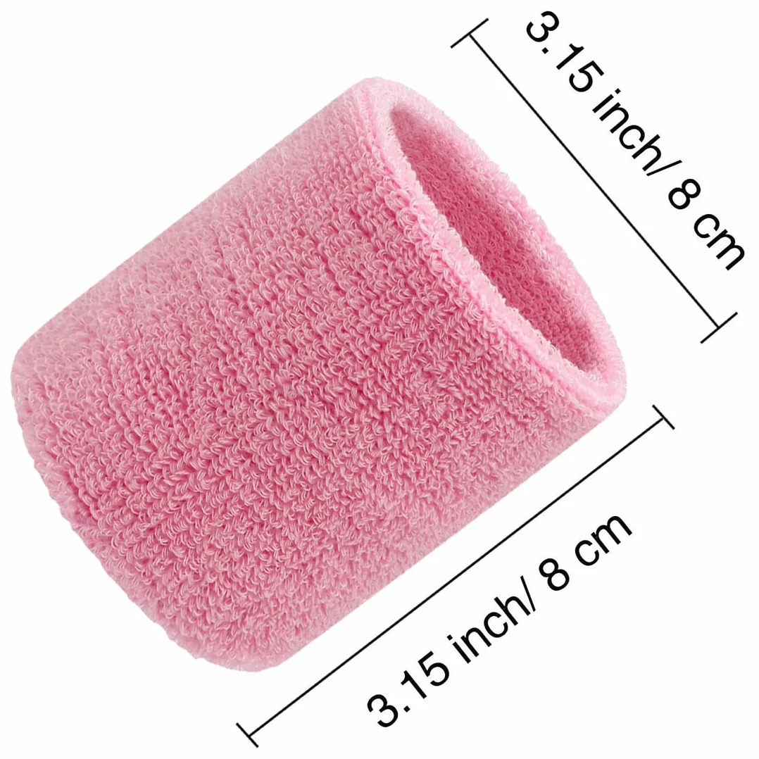 Bracelets Serre Poignets Sport pour Gym Tennis Course Basketball (Rose)