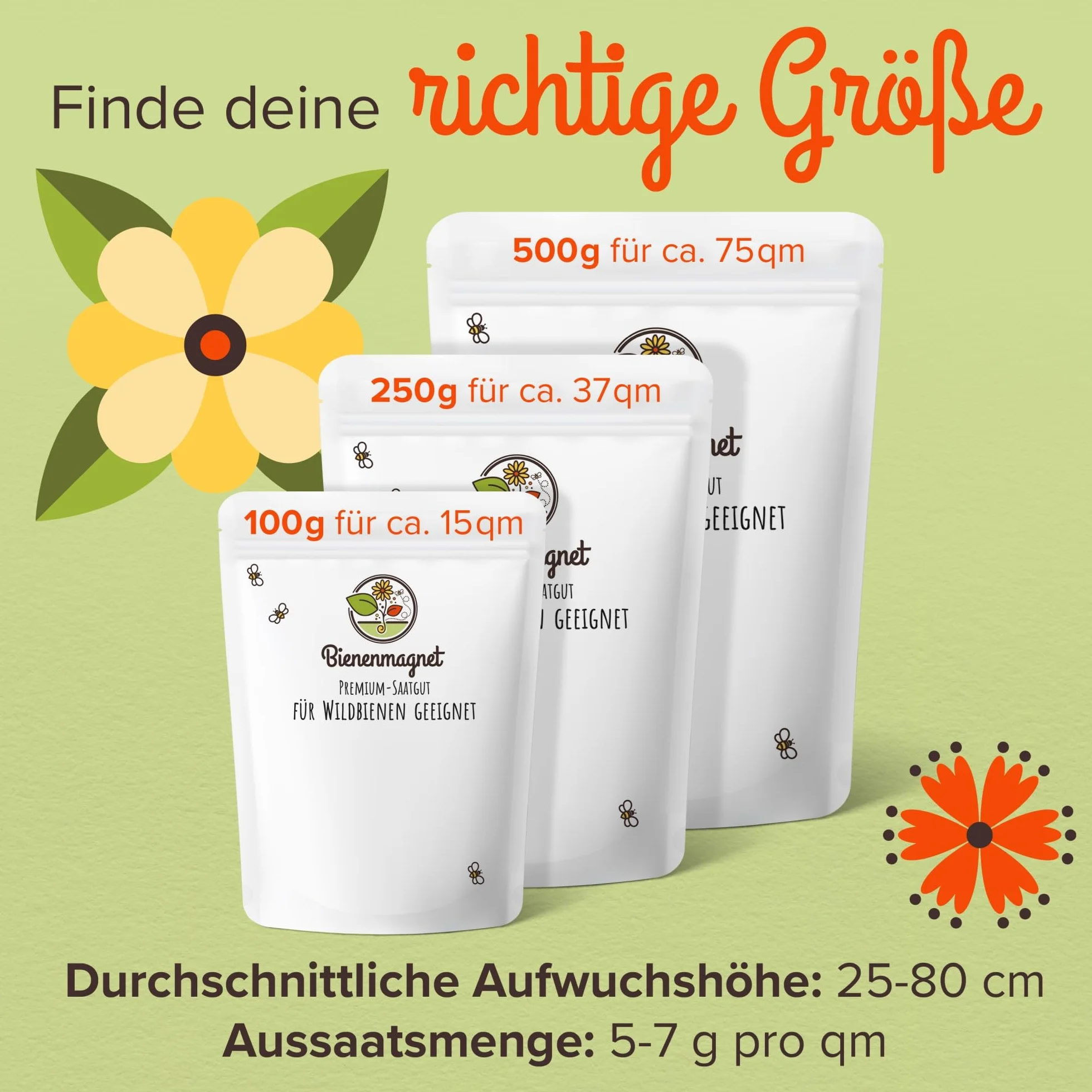 Mélange de graines de fleurs sauvages pour prairie fleurie, riche en nectar pour abeilles et papillons, 100 g (20 m²)