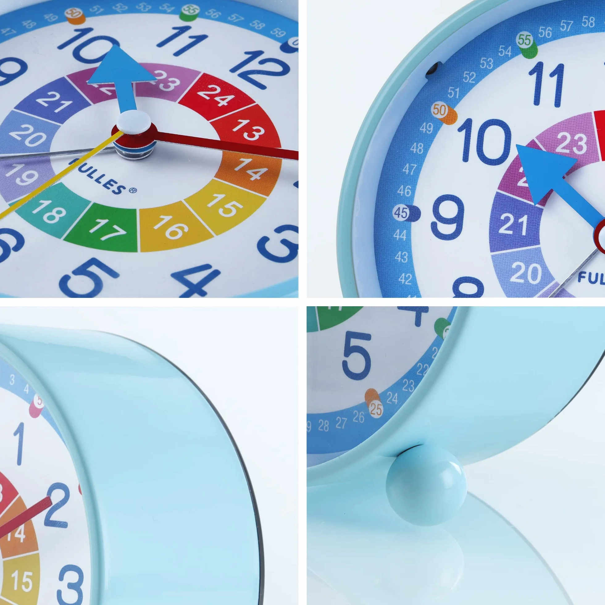 Lafocuse Reveil Enfant Silencieuse Métal Bleu Lumière de Nuit Facile à Lire Horloge de Table 10.5cm