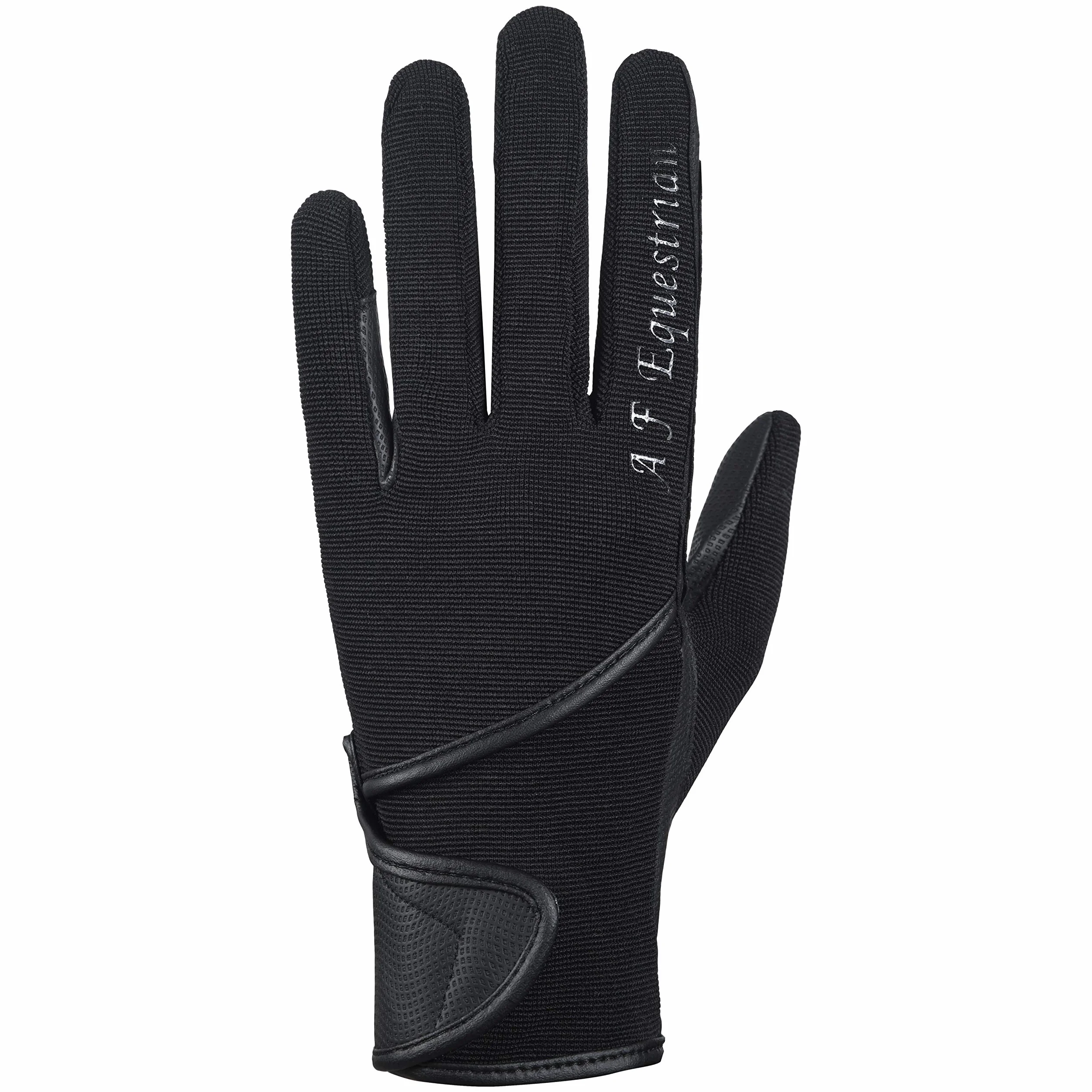 AFE Gants d'équitation pour femme - En cuir synthétique - Noir - Tissu stretch - Rose violet - Lilas