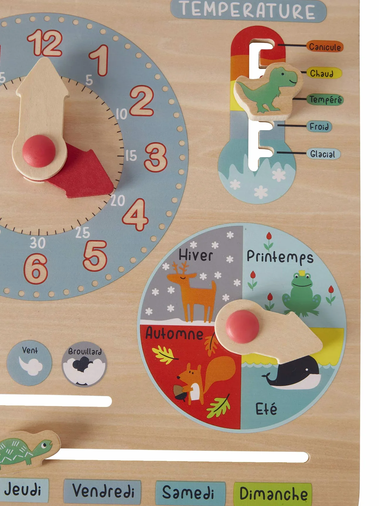 VERTBAUDET Horloge Calendrier en Bois Multicolore
