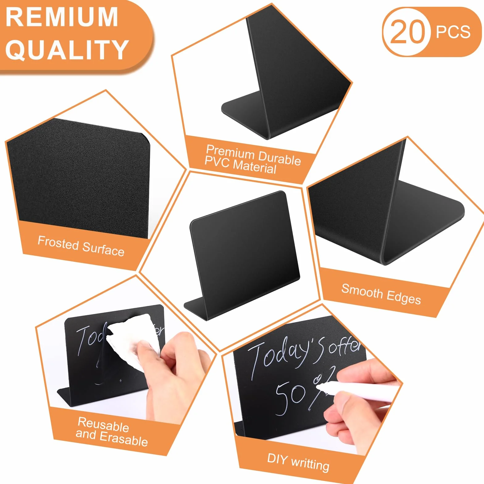 20 Pièces Mini Tableau Noir Ardoise Craie avec Stylo Effaçable pour Mariages Fêtes Décorations de Table