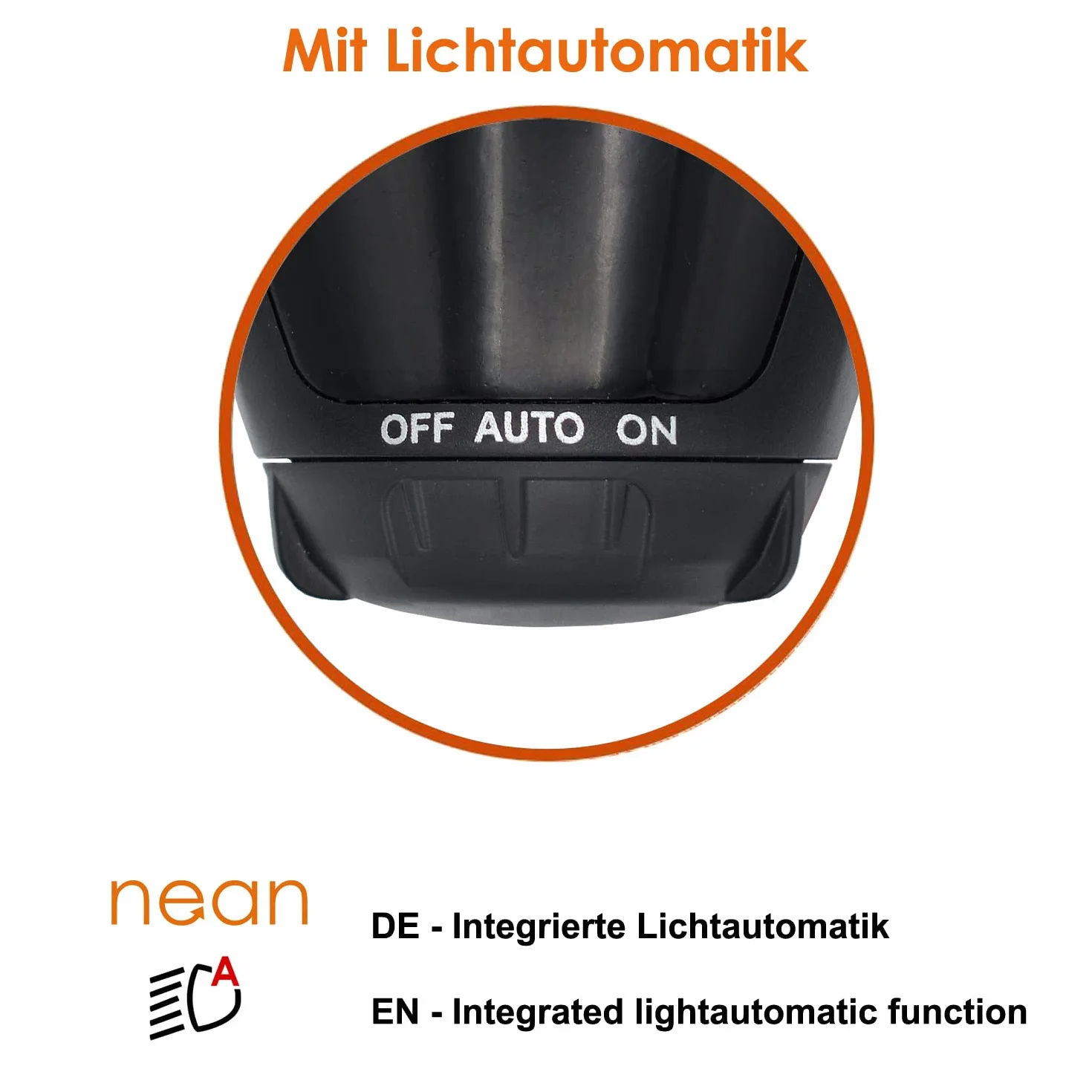 nean Phare de vélo LED 70 lux à dynamo avec feu de position automatique et StVZO, feu avant de vélo, phare avant avec plaque de refroidissement en aluminium, noir
