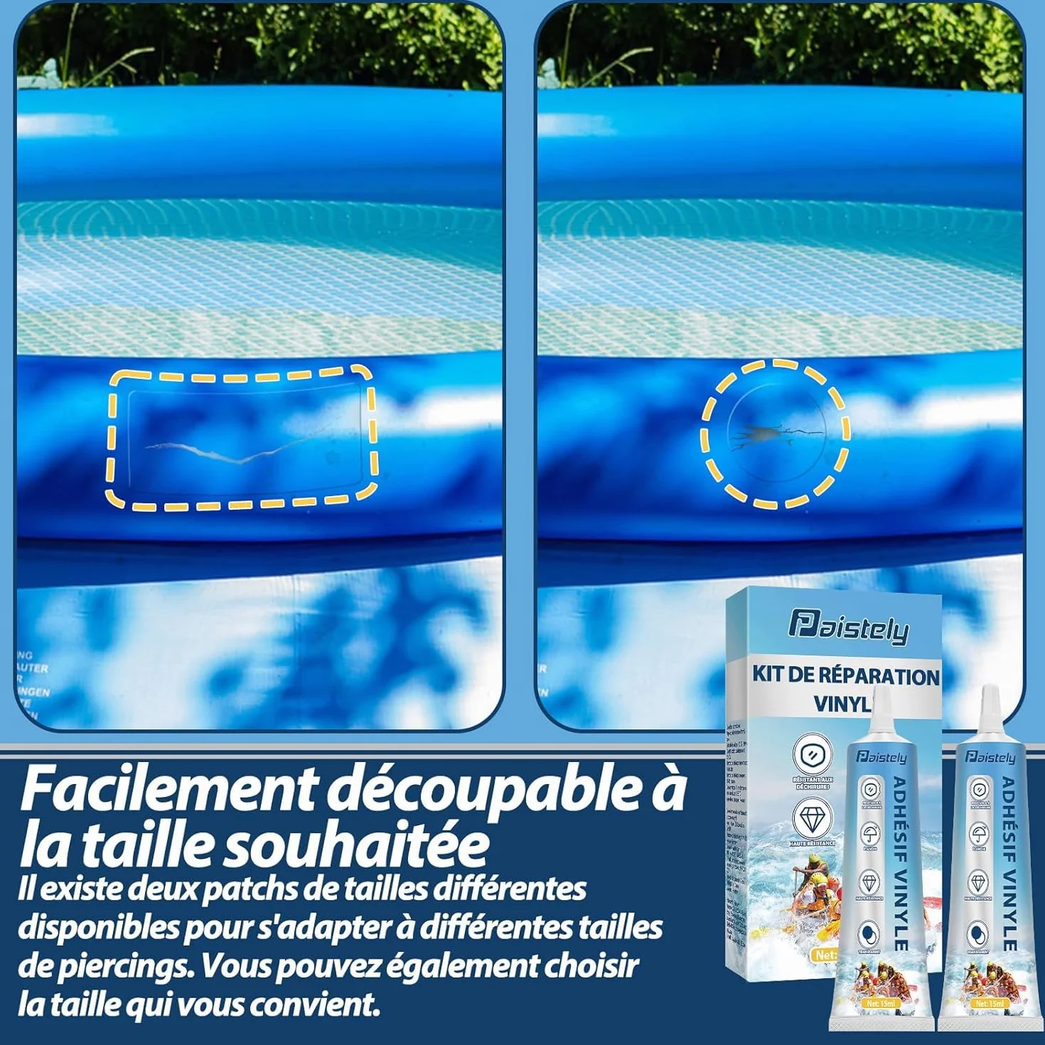 Kit Réparation Piscine et Spa Gonflable, Étanche Transparent, 15ml*2 pour Matelas Pneumatiques