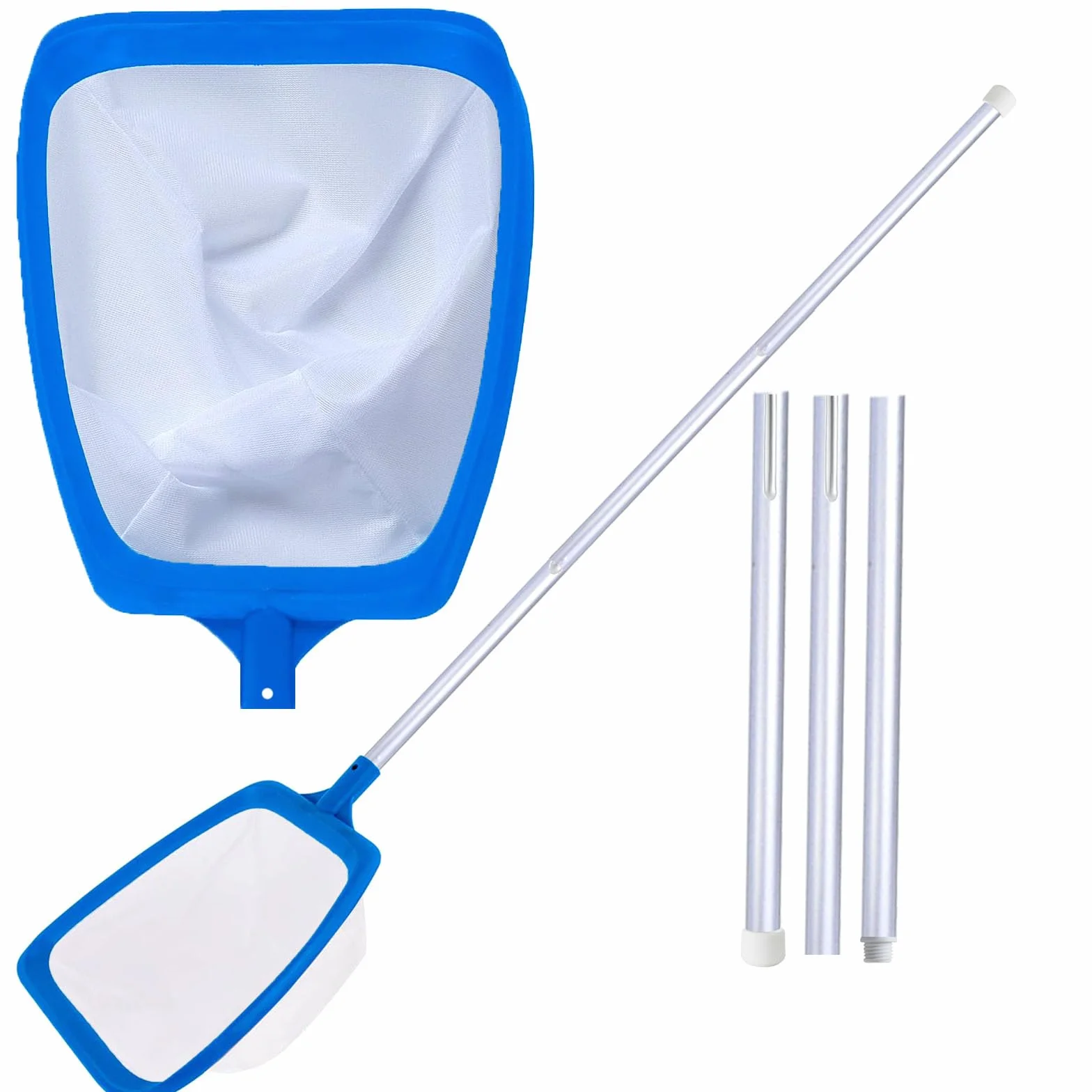 Filet de piscine avec manche télescopique, maille fine, 14,5 cm de profondeur, épuisette robuste pour nettoyage efficace