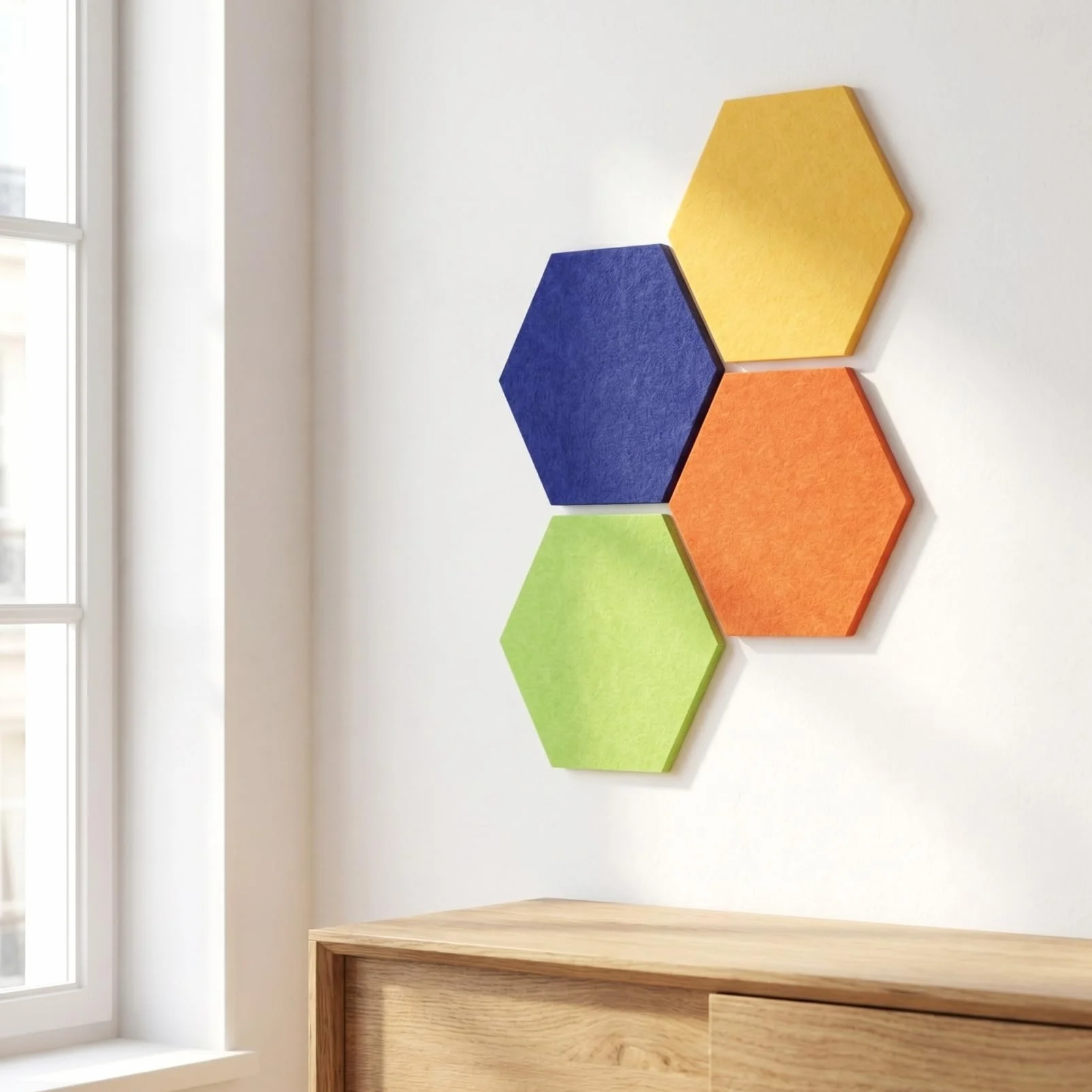 Panneau d'Affichage en Feutre Hexagonal 4 Pièces – Tableau Mémo Mural Multicolore