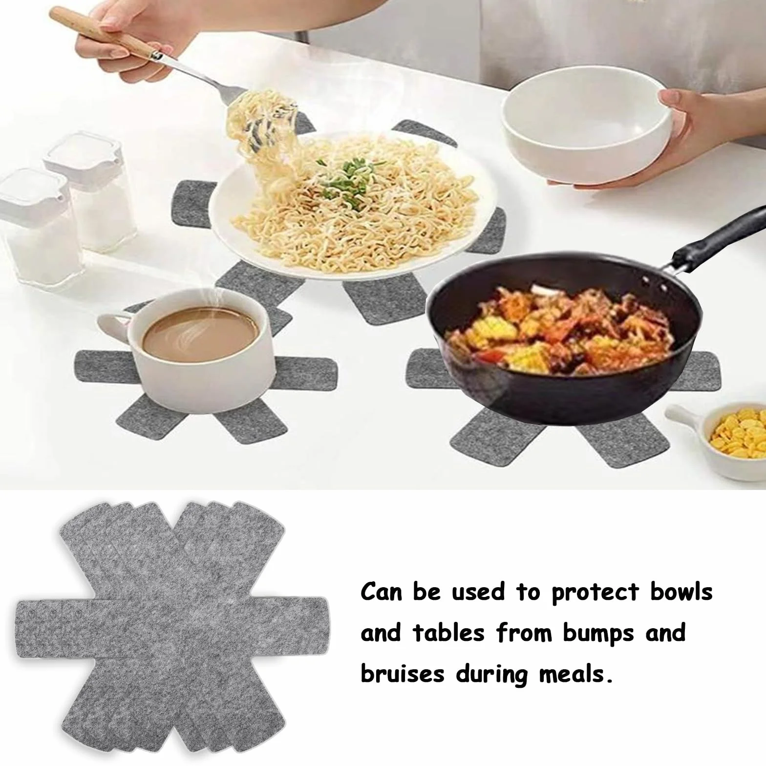Lot de 10 protège-poêles en Feutre 26 cm Dessous de Plat antidérapants pour poêles Tefal WMF Elo Ustensiles de Cuisine