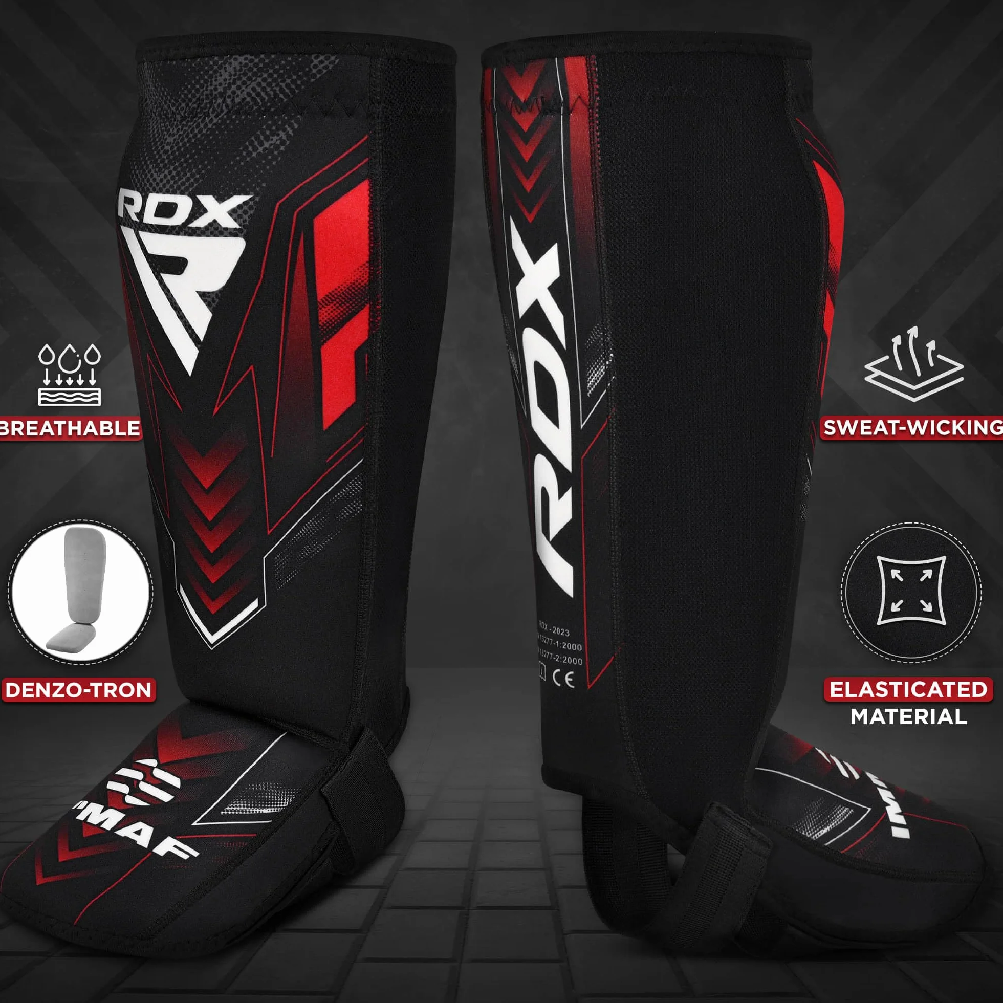 RDX IMMAF Protège-tibias en néoprène de niveau compétition pour sparring et lutte, MMA, kickboxing, arts martiaux mixtes, protection professionnelle du tibia et du cou-de-pied pour homme et femme