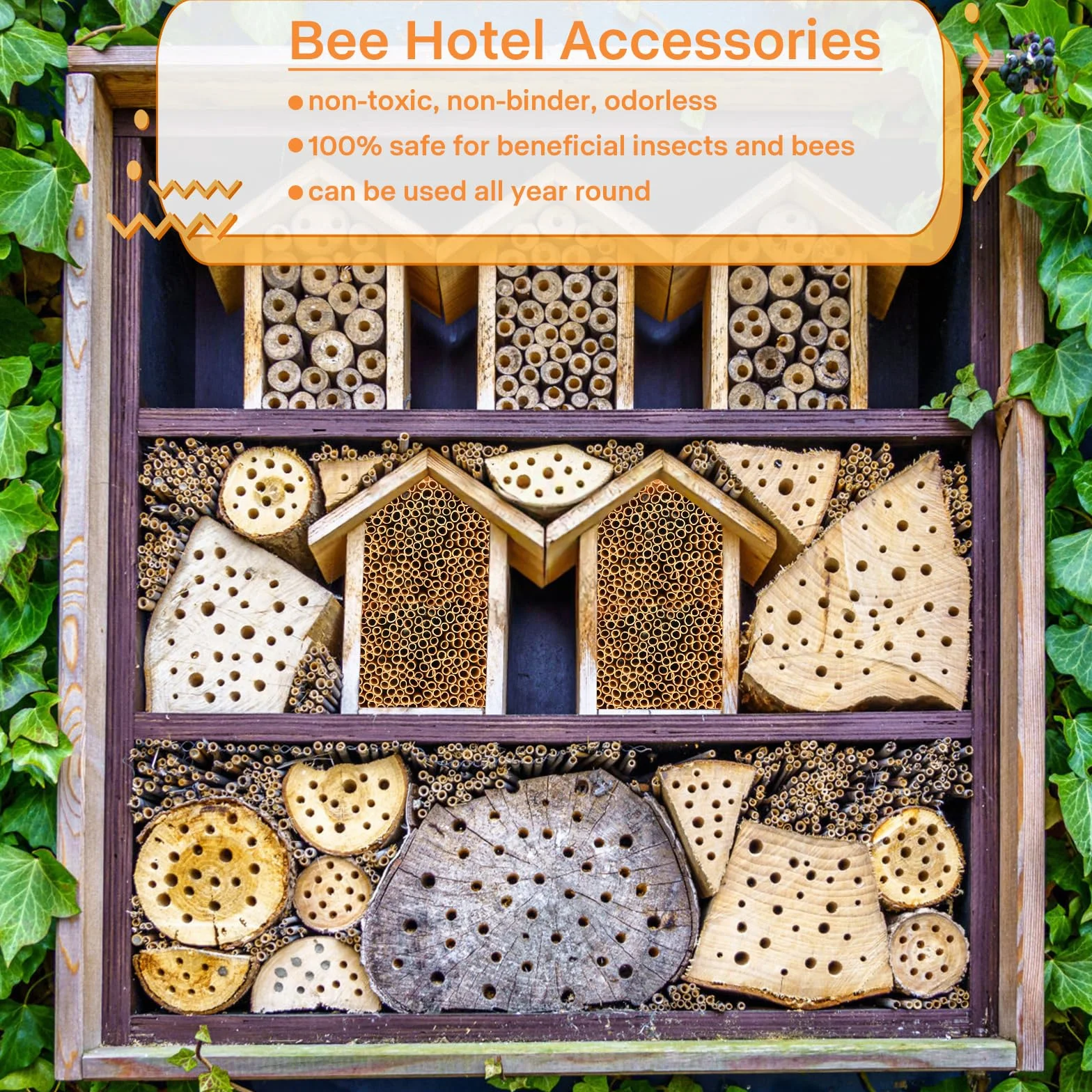 Kit Maison d'abeille 500 Pièces Pailles de Blé Naturelles 14.5 cm pour Hôtel à Insectes