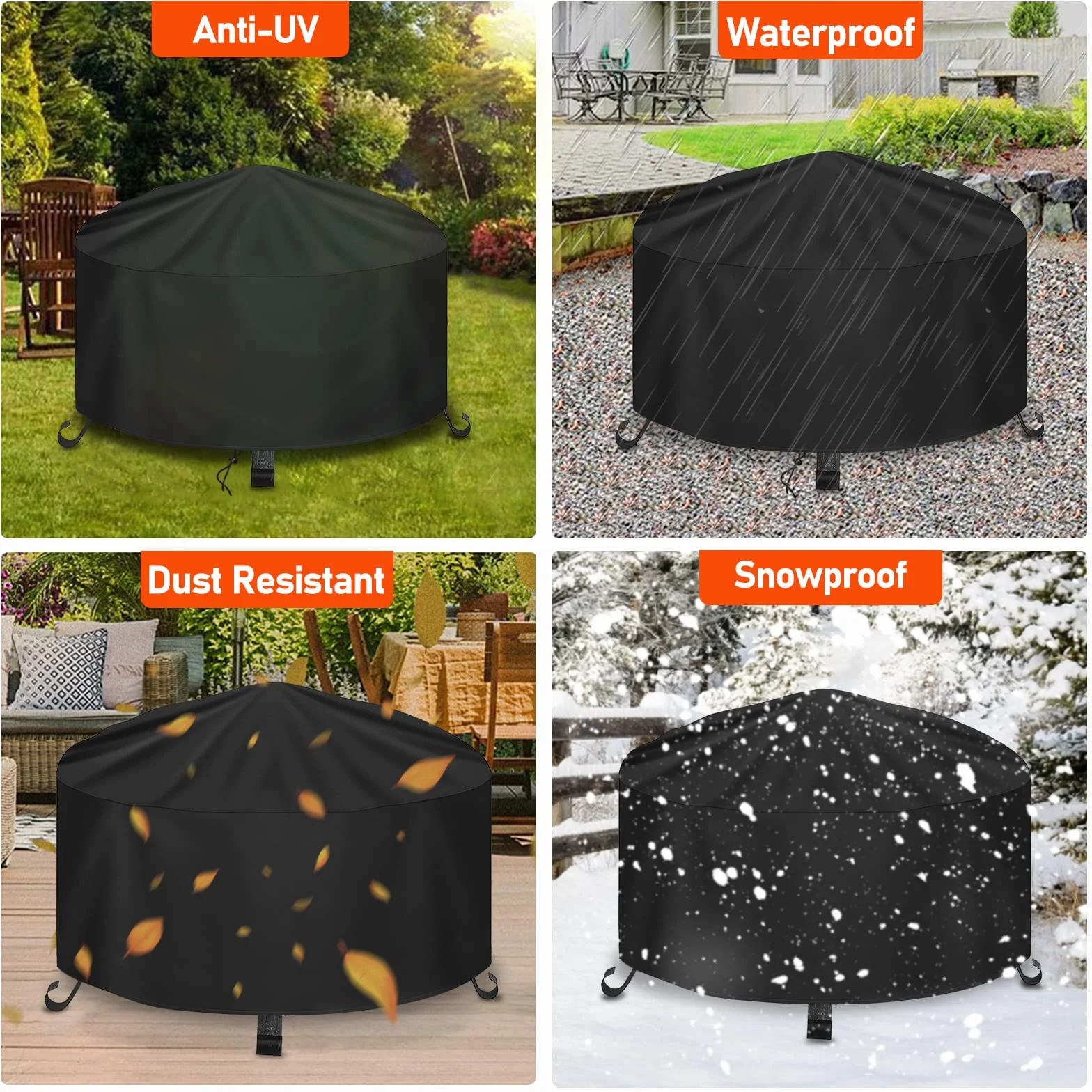 Housse de protection imperméable pour brasero Oxford 600D 80 x 50 cm