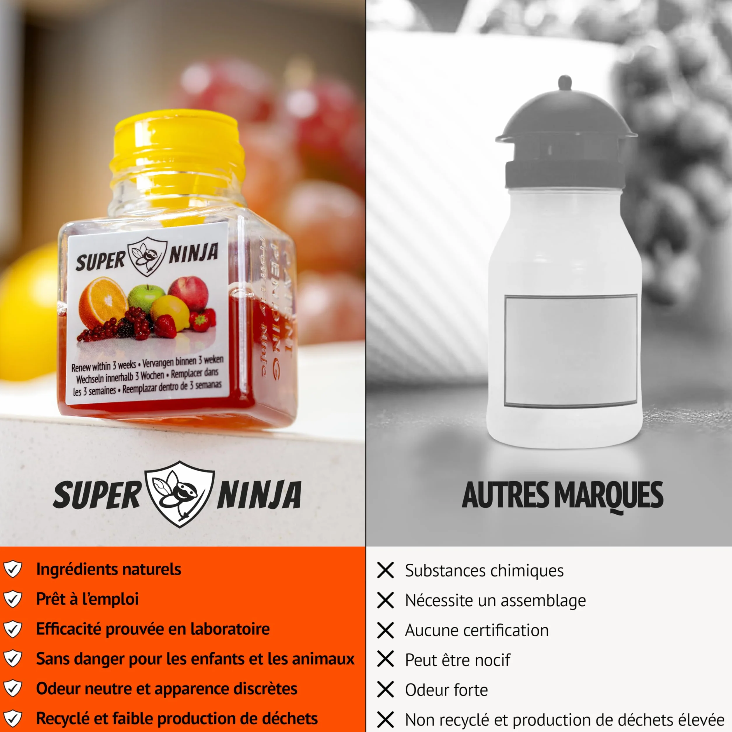 Pièges Anti Moucherons d'Intérieur Cuisine Lot de 4 – 3 Semaines d’Action, Sûr pour Enfants et Animaux