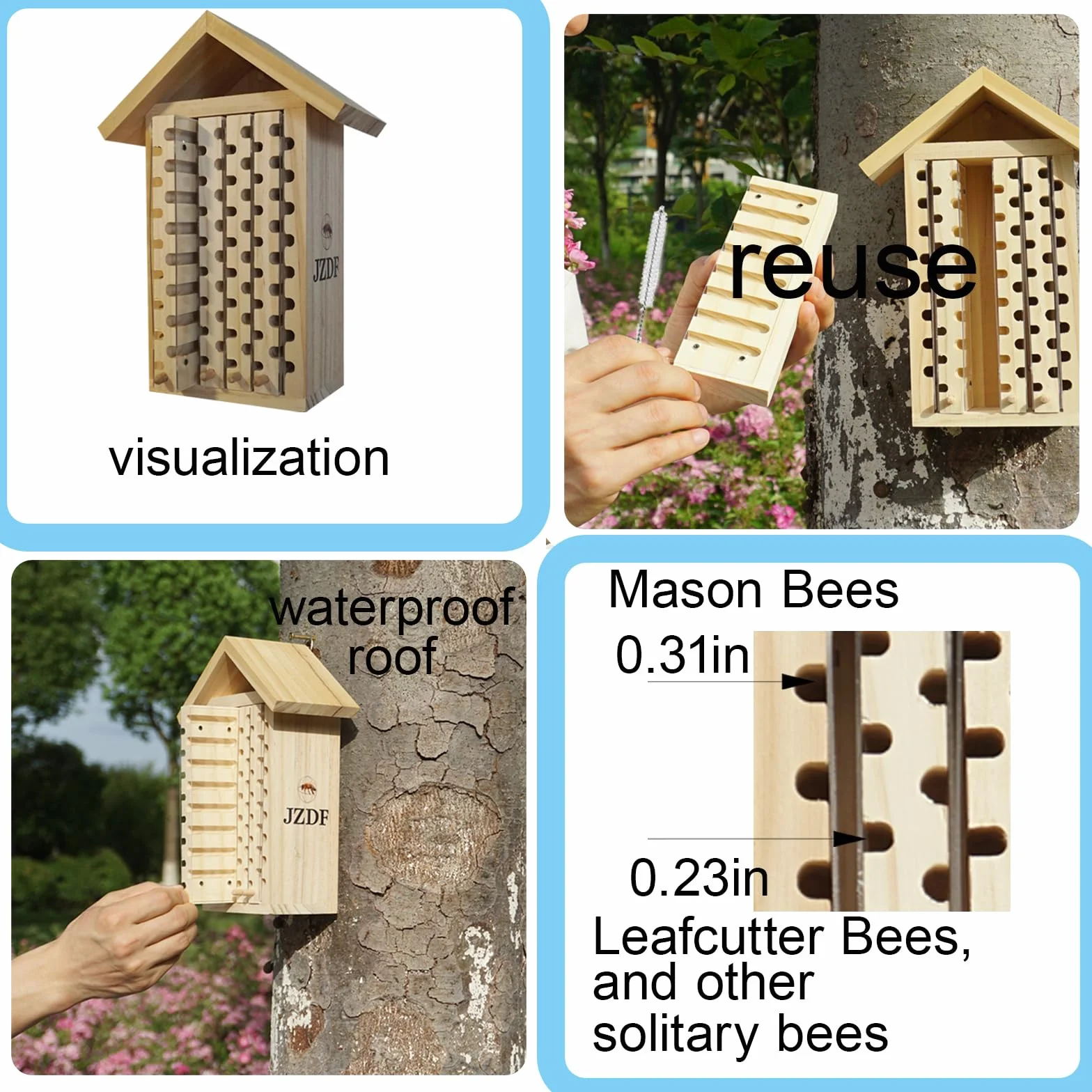 Maison pour abeilles Mason - Hôtel à insectes - Maison de charpentier pour le jardin