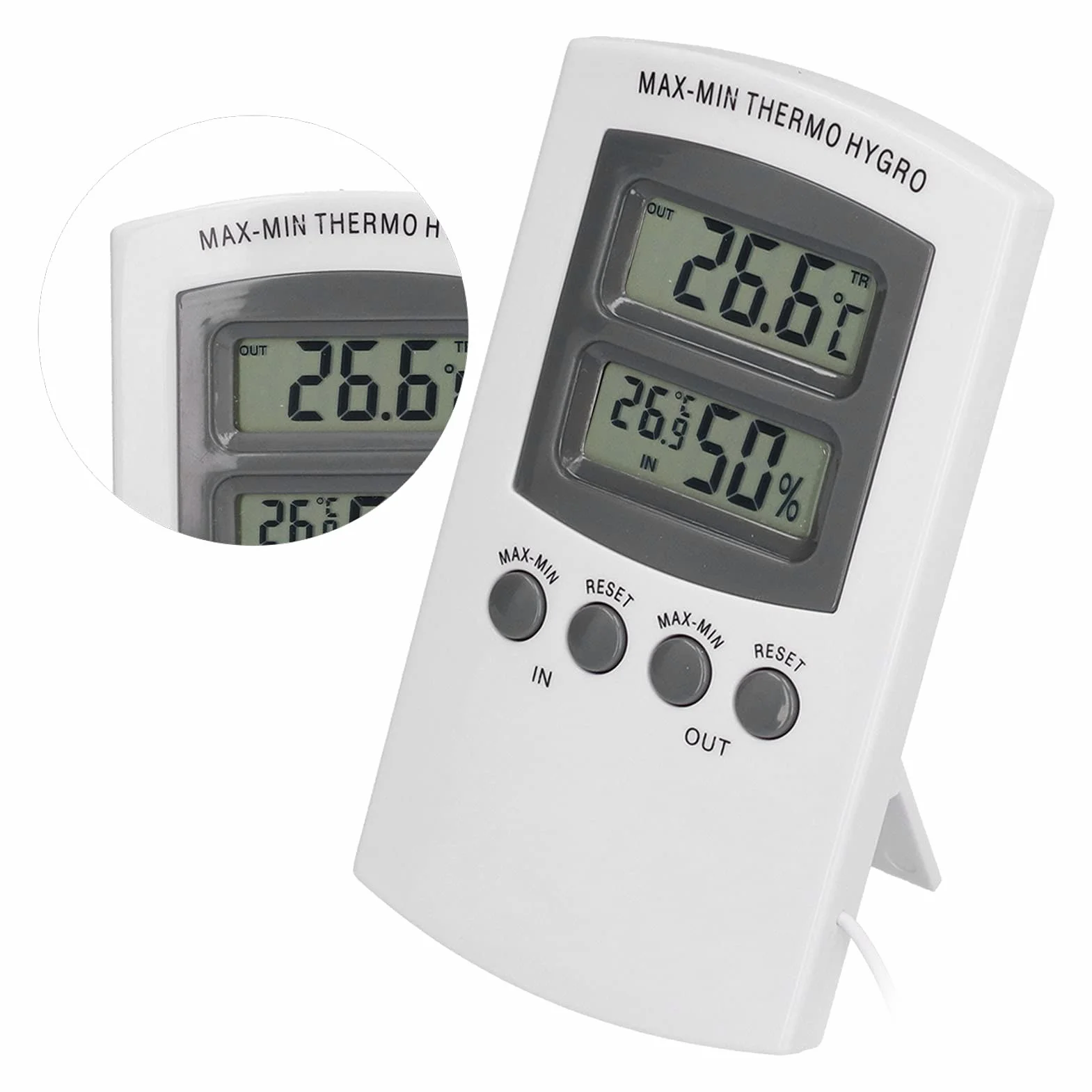 Hygromètre Thermomètre d'Intérieur LCD avec Jauge d'Humidité pour Maison Bureau