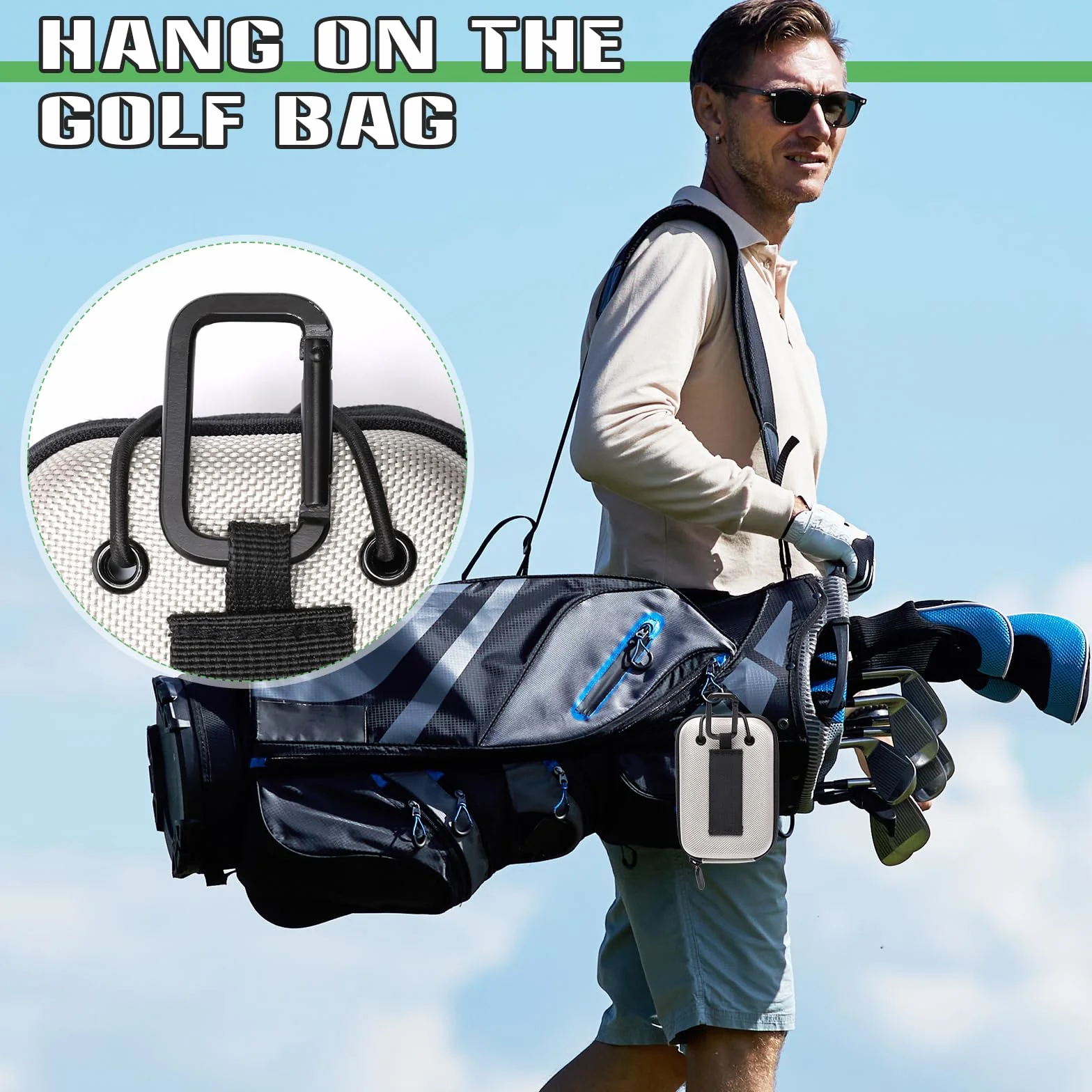 Windspeed Coque rigide pour télémètre de golf avec boucle, pochette universelle pour télémètre de golf, Gris + noir., 14x9.5x4.5cm, Portable