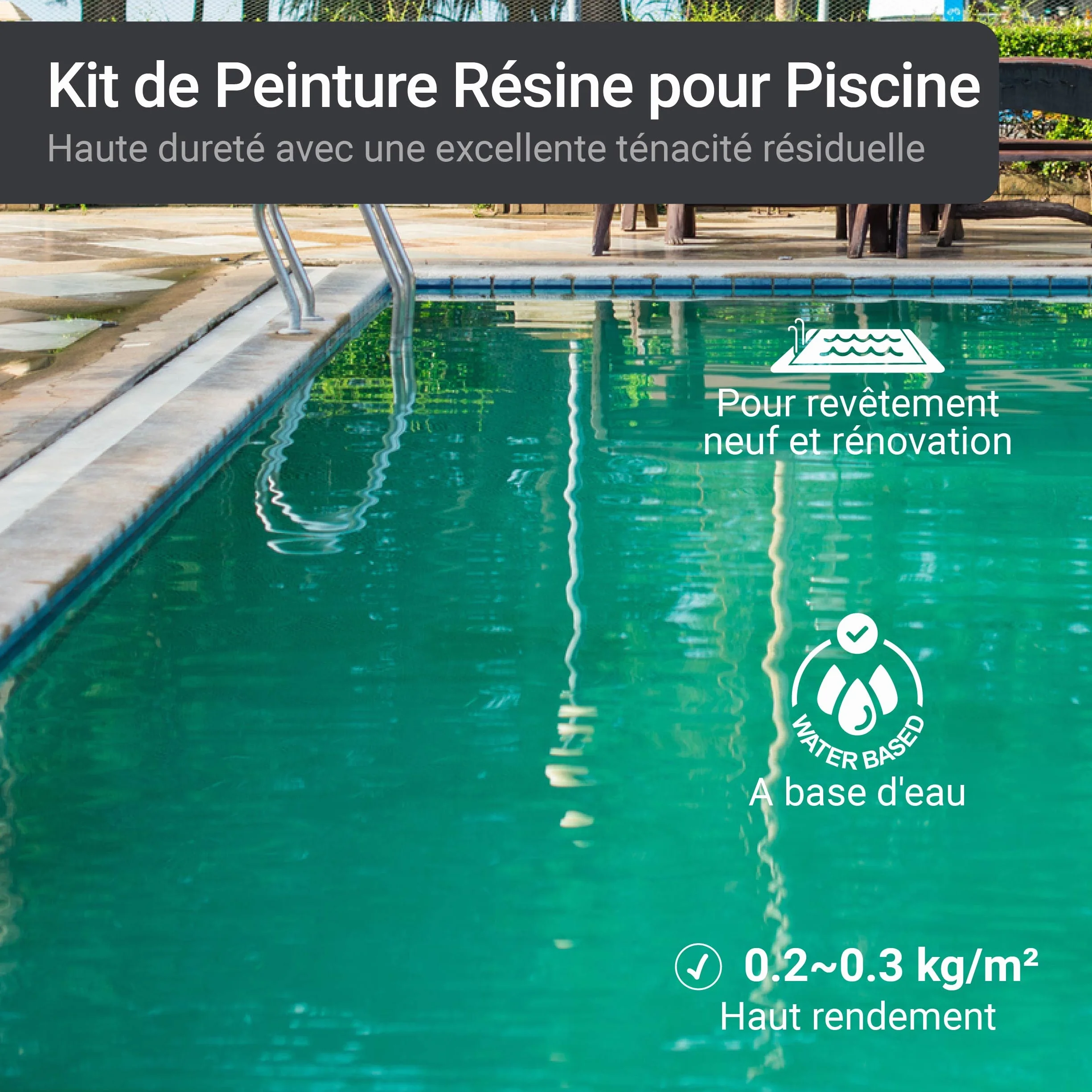 Kit de Peinture Résine pour Piscine SL450 Bleu clair RAL 5012 10Kg