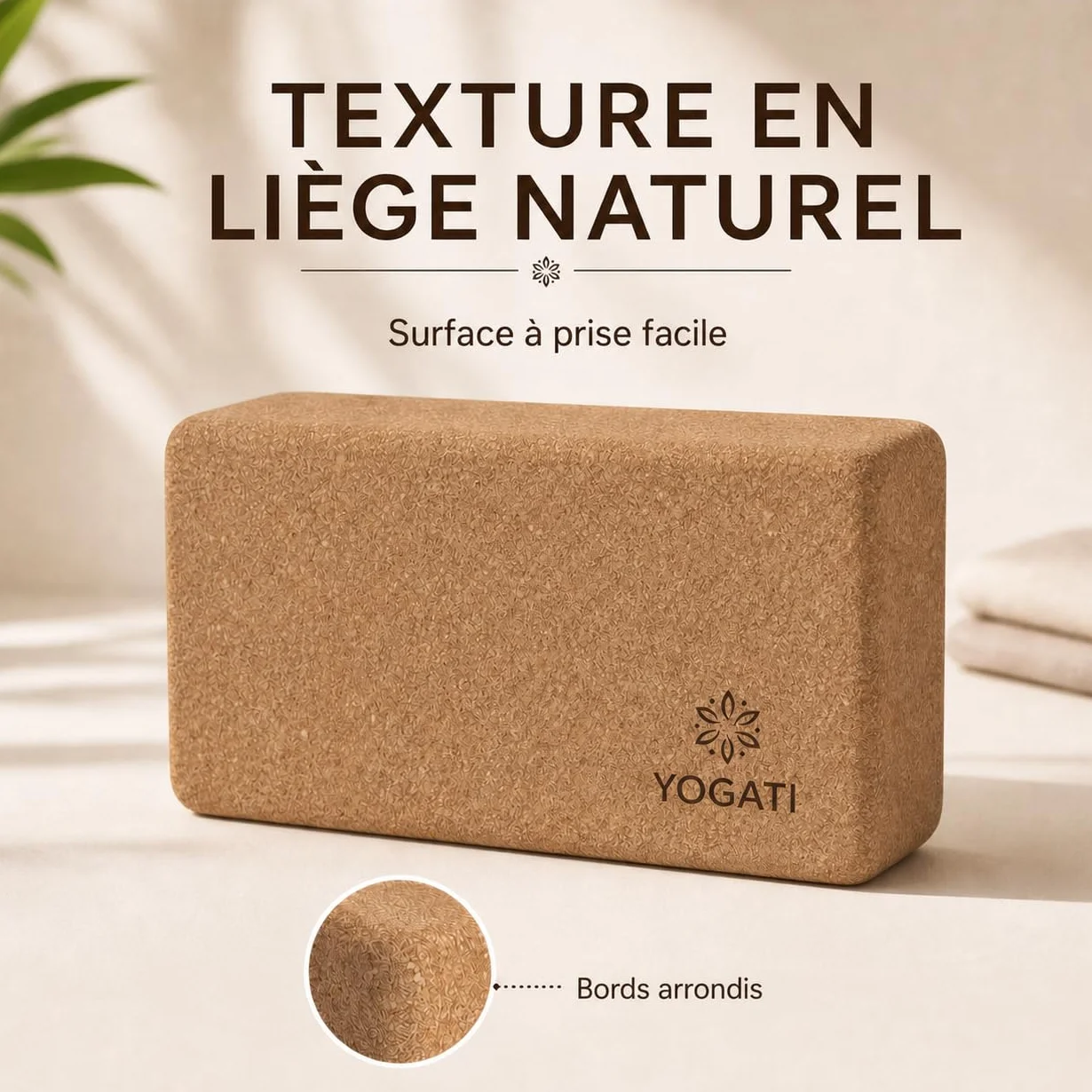 YOGATI® Brique de Yoga en Liège lot de 2 | Blocs de Yoga Durable en Liège Naturel | Bloc Yoga 22x12x7.5 cm | Yoga Block Écologique | Idéal pour Pilates et étirements