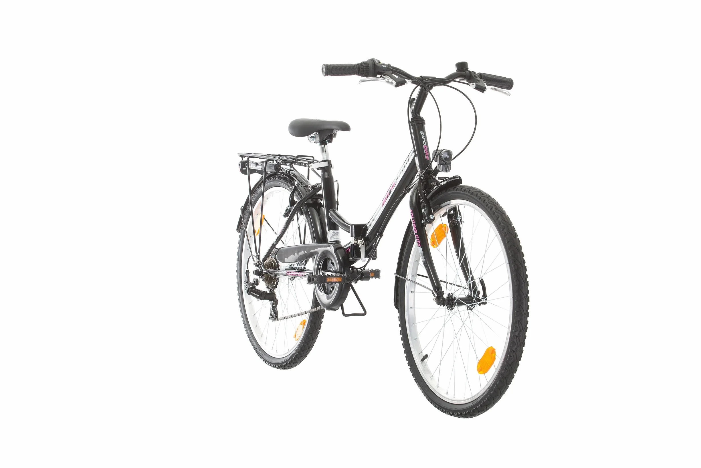 Multibrand Folding City, Vélo Pliant Confort pour Femme 24 Pouces, 6 Vitesses, Frein V-Brake, éclairage de vélo, Garde-Boue, Porte-vélos, Convient aux Femmes et aux Filles de 135 à 160 cm