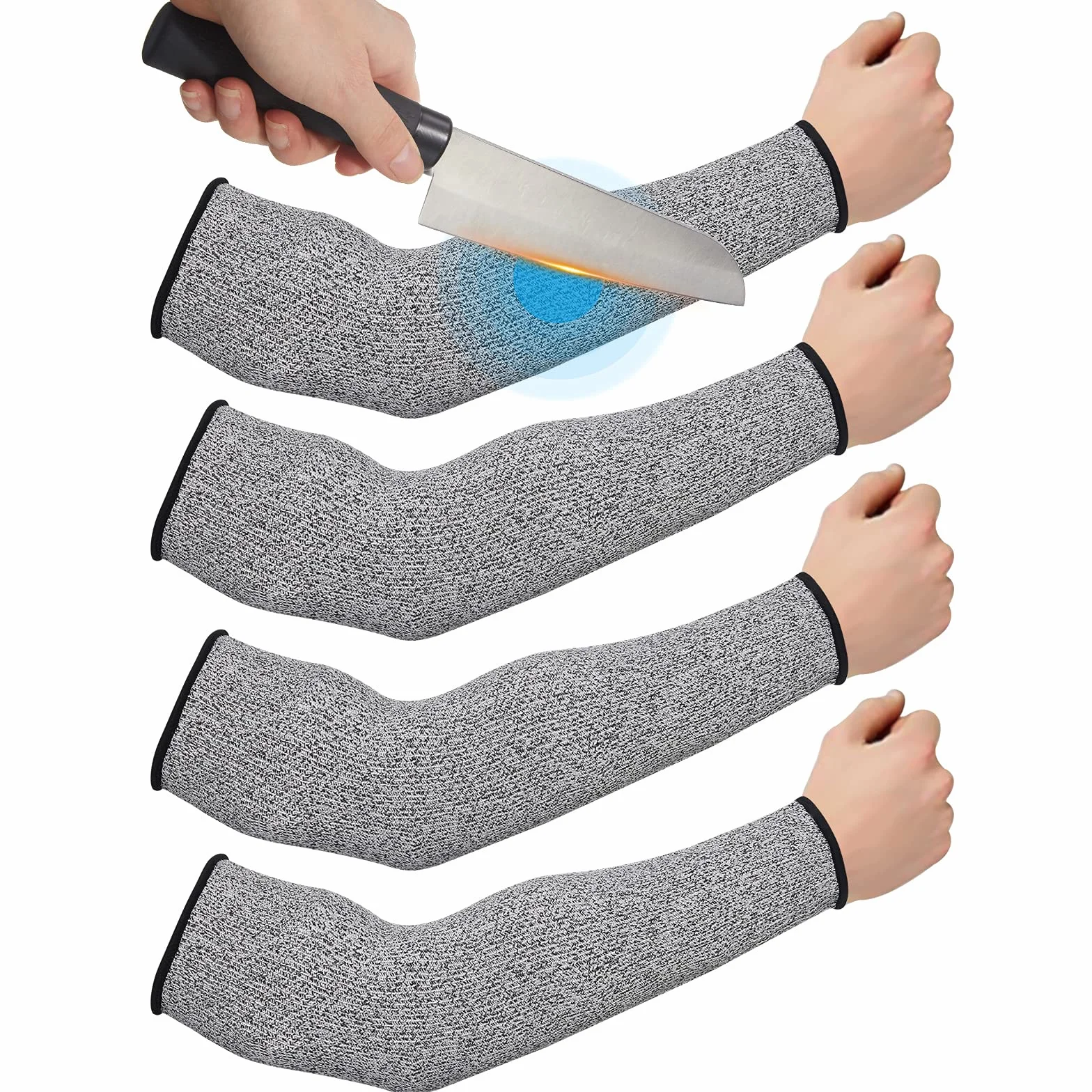 Geyoga 2 Paires Manchons Résistants à Coupures Protège-Bras Minces Protecteurs de Garde de Bras pour Peau Fine Manchons de Bras d’Ecchymoses pour Hommes (Gris)