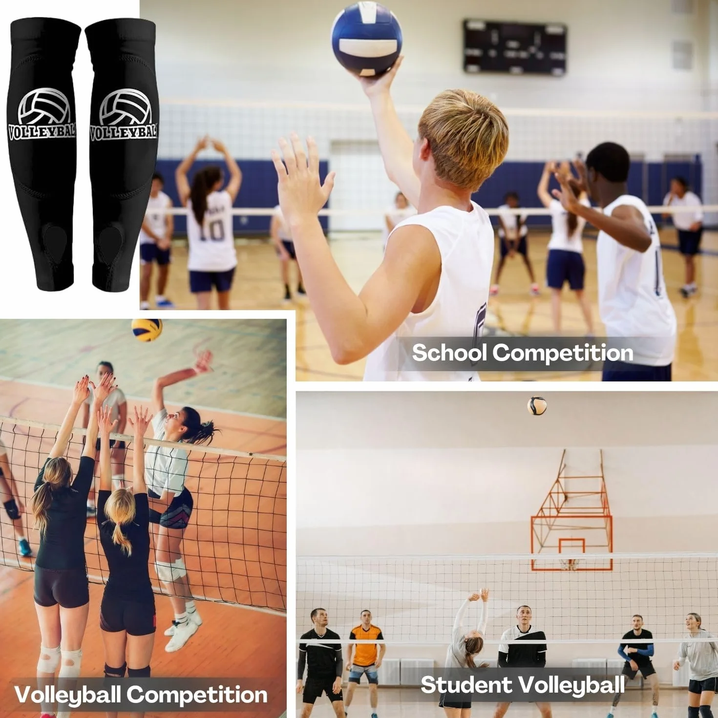 1 Paire de Manchons de Volleyball avec Coussin et Trou pour Le Pouce, Protège-Bras Respirants pour Entraînement, Match et Usage Quotidien