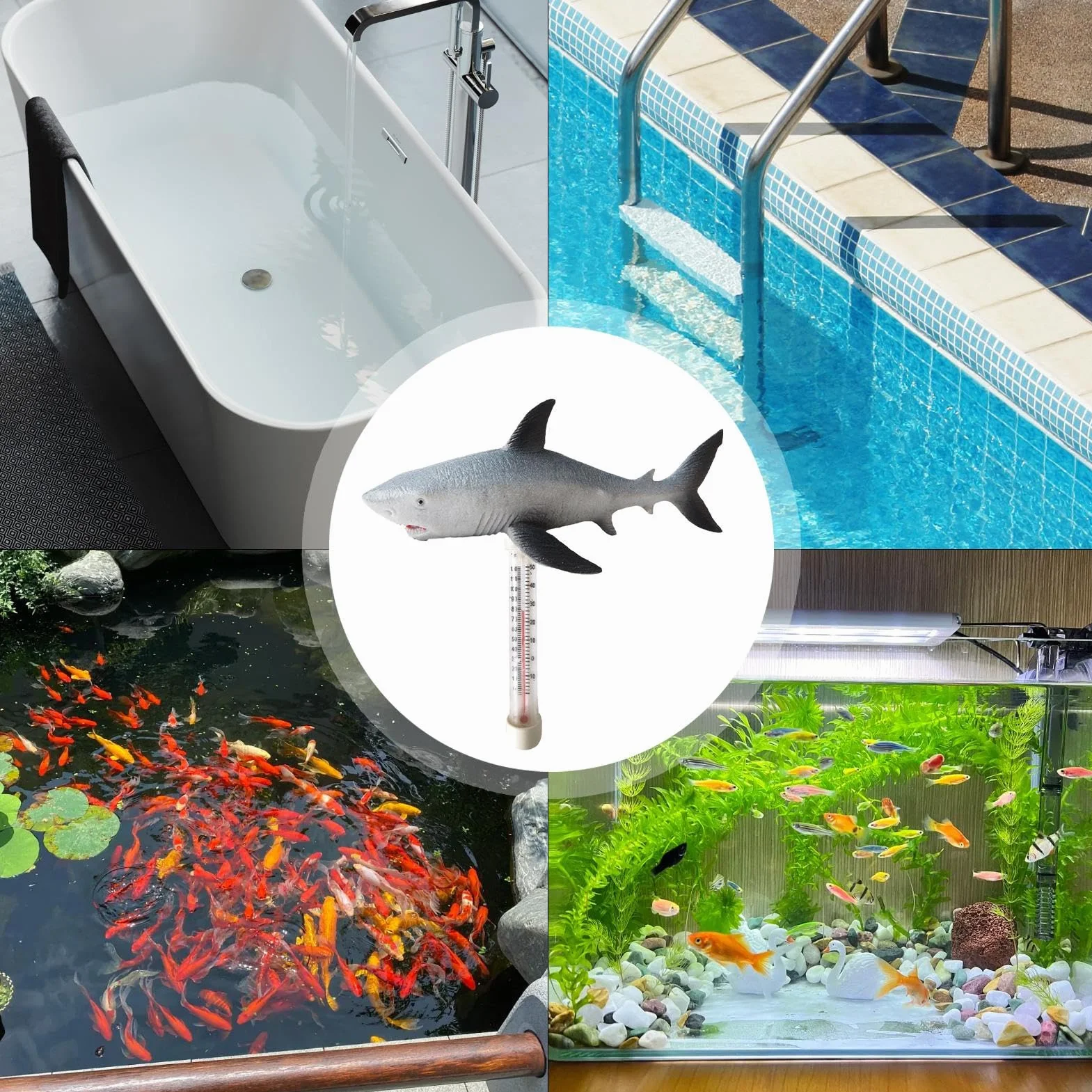 Thermomètre Flottant pour Piscine, Jauge de Température d'Eau Flottante Animal avec Cordon