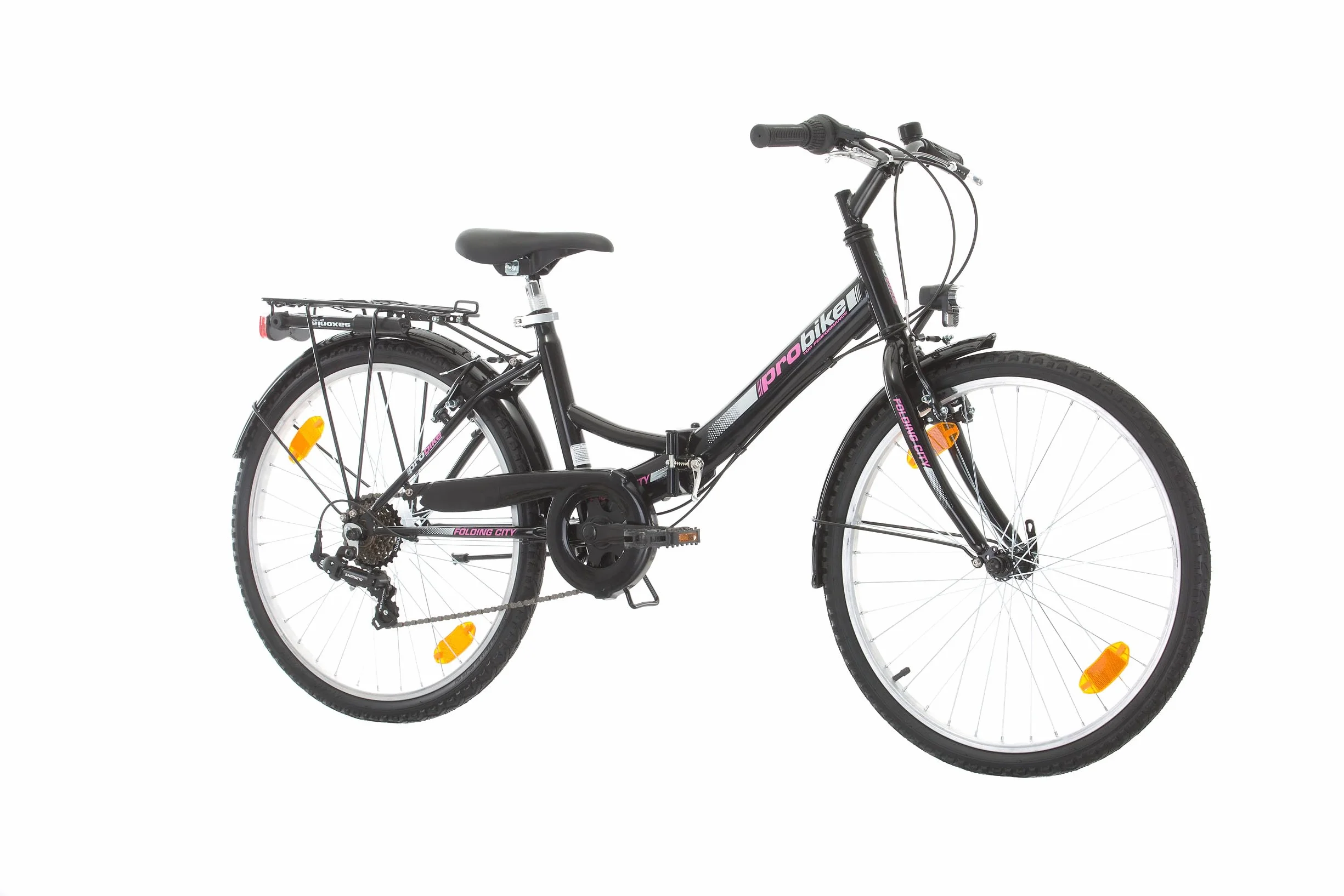 Multibrand Folding City, Vélo Pliant Confort pour Femme 24 Pouces, 6 Vitesses, Frein V-Brake, éclairage de vélo, Garde-Boue, Porte-vélos, Convient aux Femmes et aux Filles de 135 à 160 cm