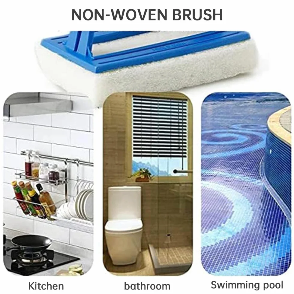 Brosse de Nettoyage Mur Piscine Éponge Ligne d'eau 2 Pièces avec Manche