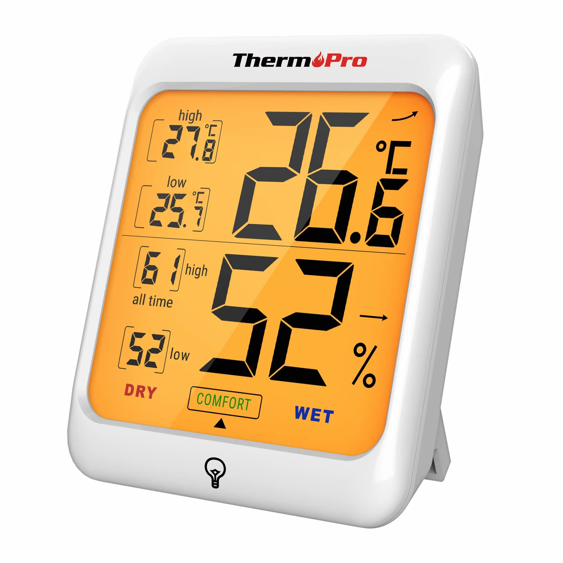 ThermoPro TP53 Thermomètre Intérieur Hygromètre avec Rétroéclairage Grand Écran