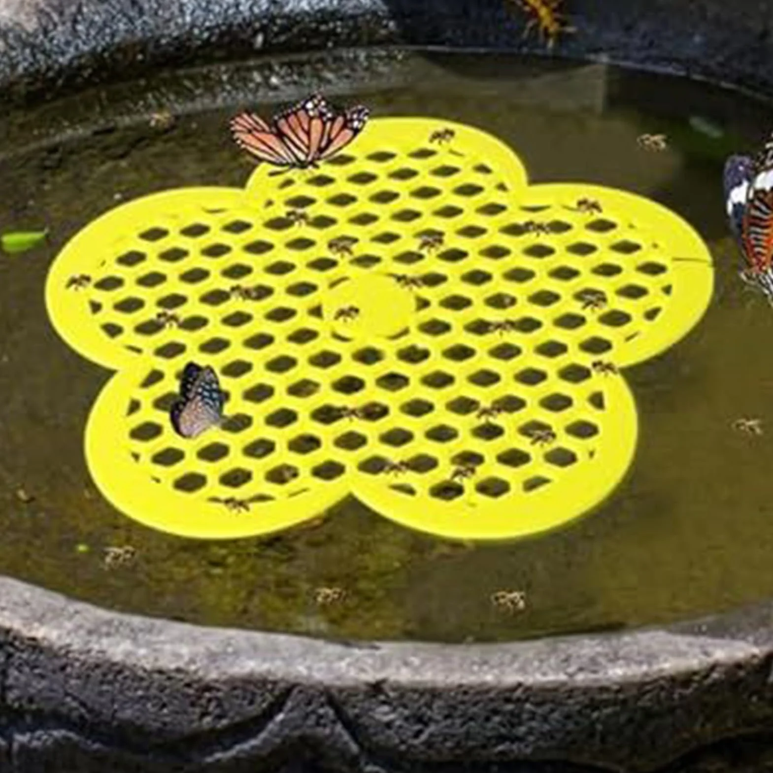 Île d'abeille Flottante - Station d'eau d'abeille pour Jardin, Décor de Gaspillage d'Hydratation en Forme de Fleur
