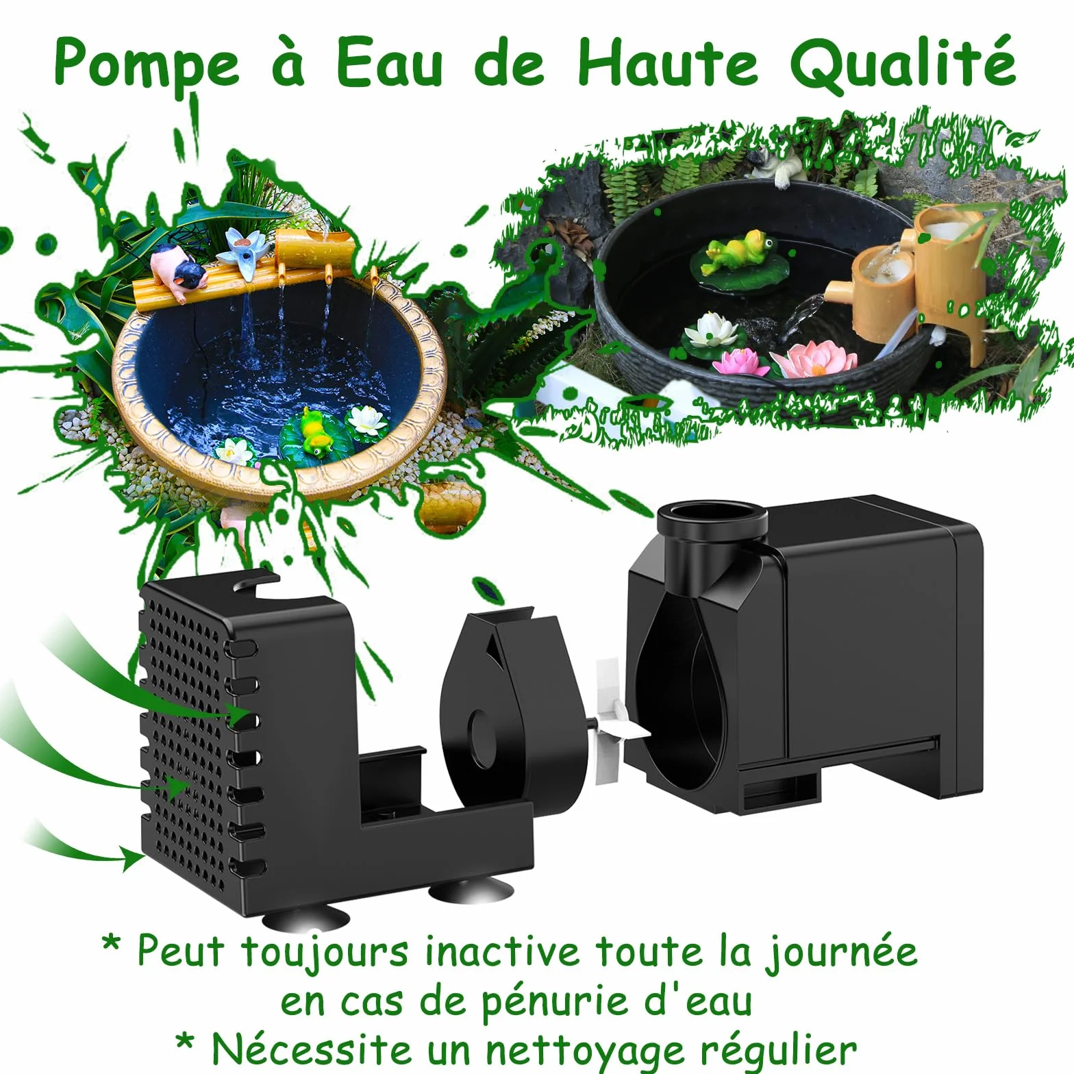 Fontaine Solaire 20W Exterieure Jardin Pompe Abreuvoir Oiseaux Bassin