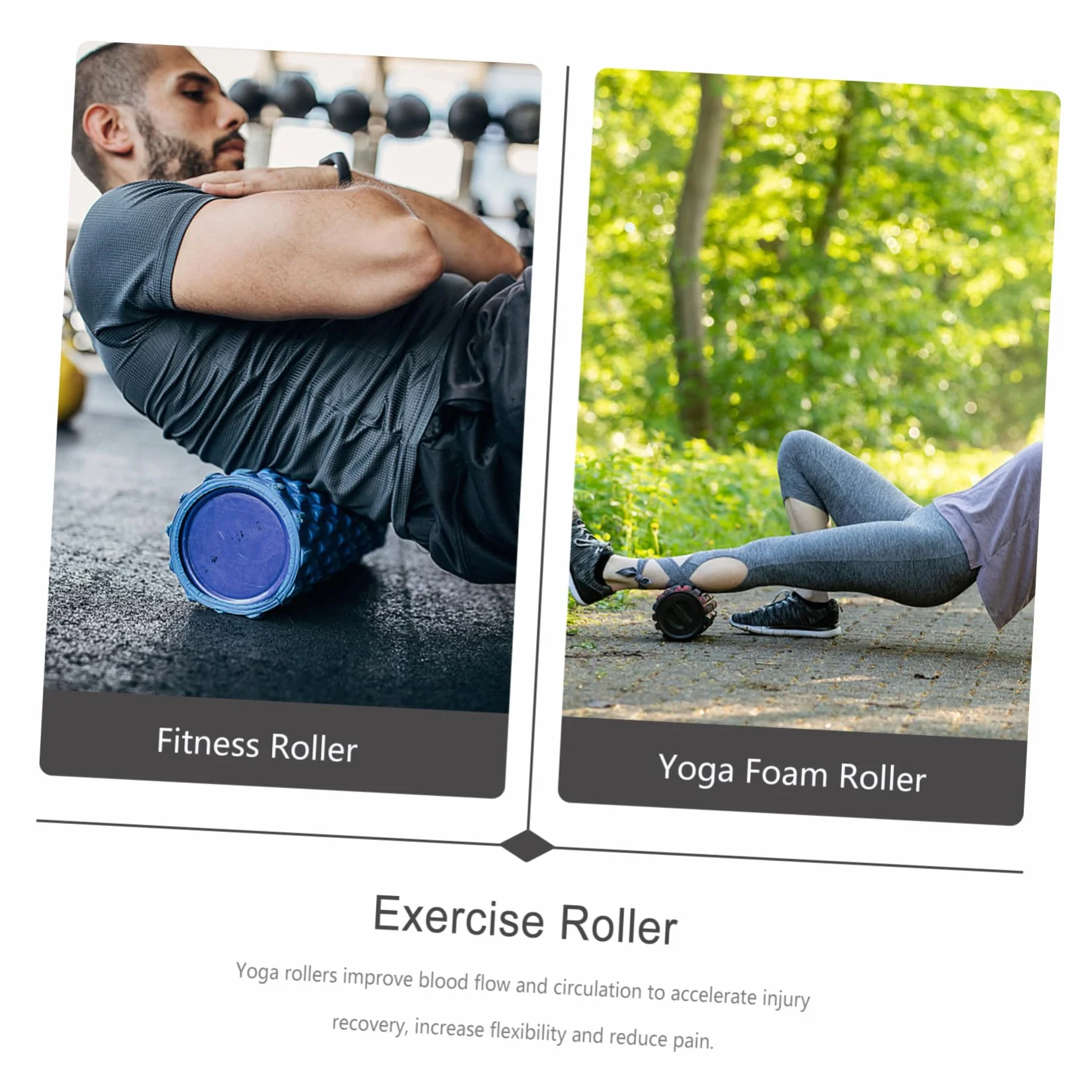 GANAZONO Rouleau De Massage Yoga en Mousse Solide 15x60cm, Rouleau De Récupération Musculaire Haute Densité, pour Jambes Et Bras, Entraînement Pilates Et Relaxation Musculaire