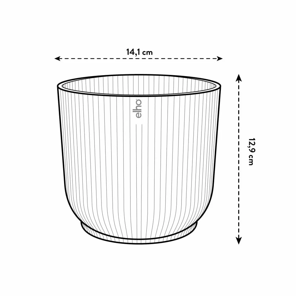 Elho Vibes Fold Rond 14 Pot De Fleurs Intérieur Plastique Recyclé Ø 14.1 x H 12.9 cm Blanc Linen White