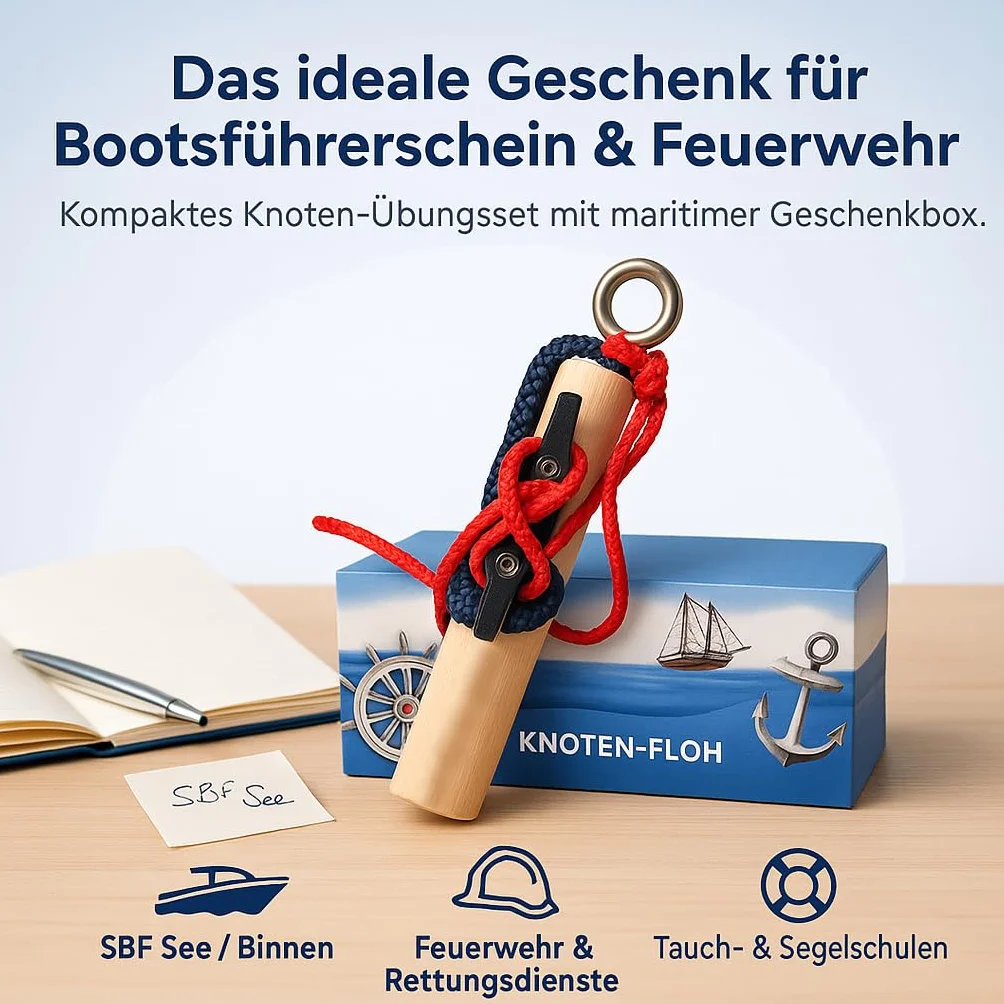 Kit d'exercice pour nœuds d'apprentissage des nœuds pour permis de bateau SBF See et pompiers, appareil d'entraînement avec plaque à nœuds et instructions (français non garanti)