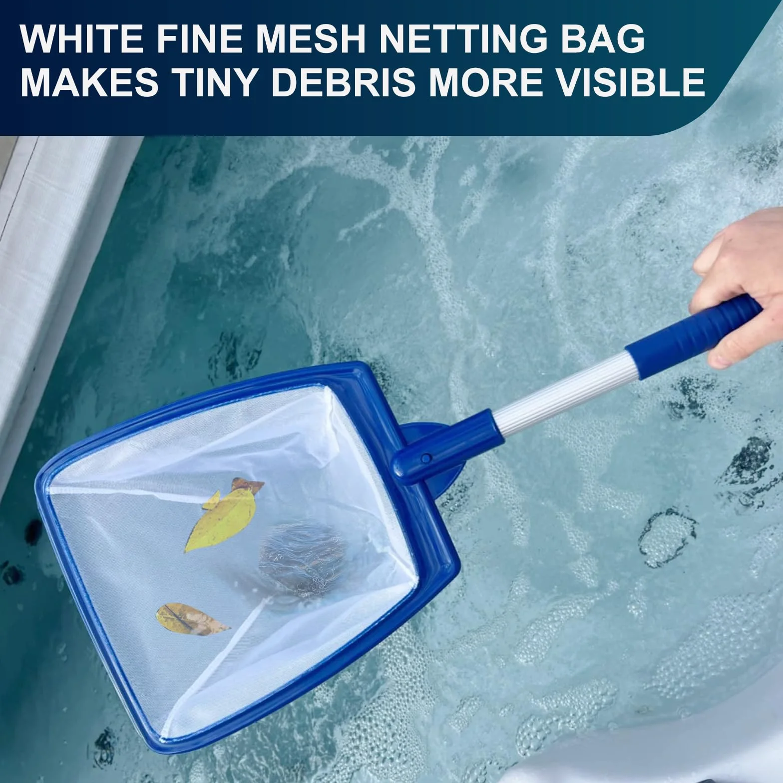 Épuisette portable pour piscine spa jacuzzi - manche aluminium filet maille ultra fine