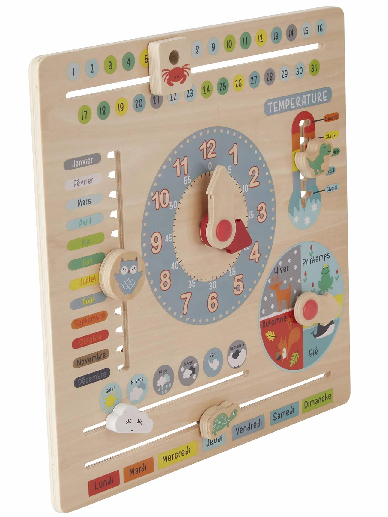VERTBAUDET Horloge Calendrier en Bois Multicolore