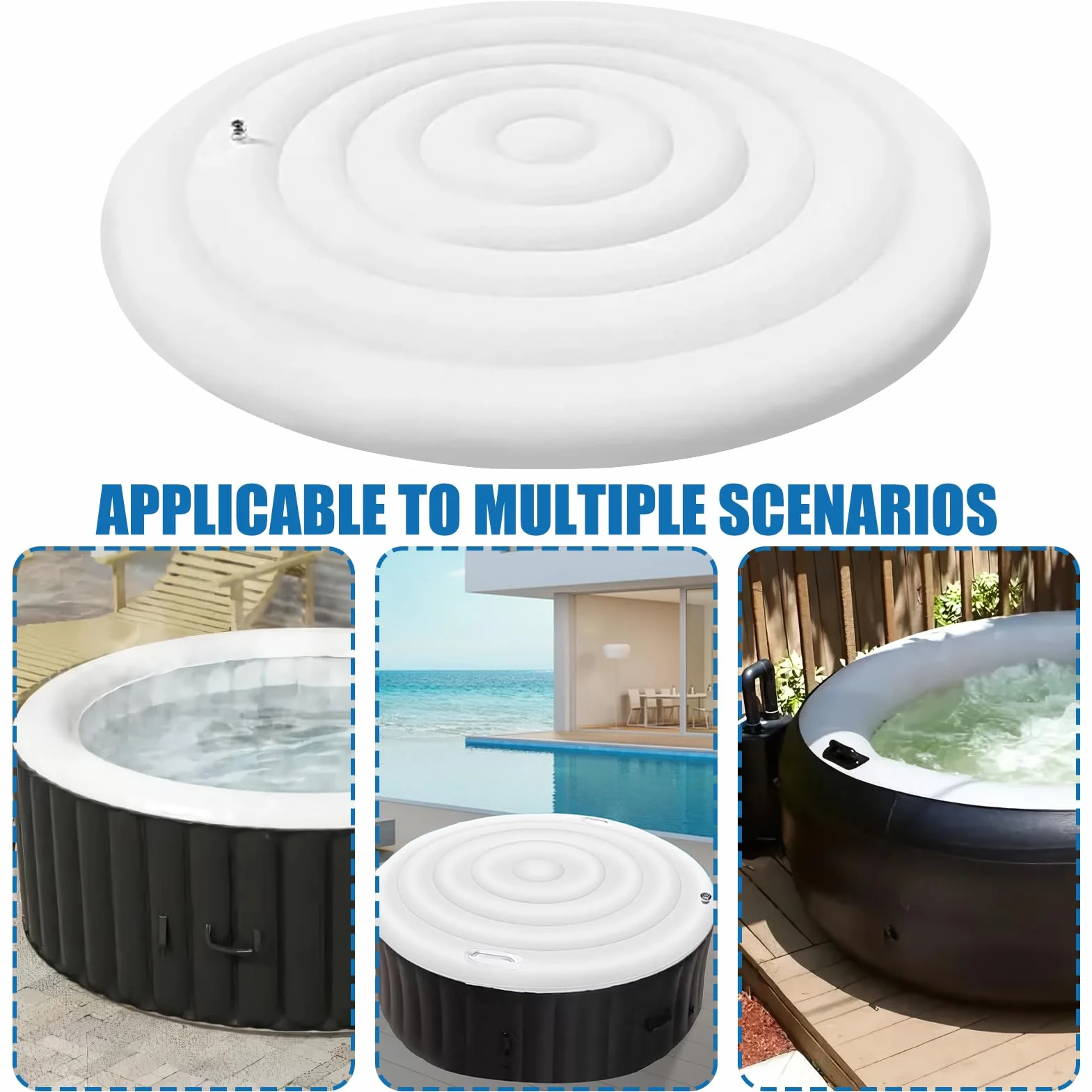 Housse de Protection pour Gonflable Ronde 145 cm avec Poignée, Protection Contre le Vent et Thermique