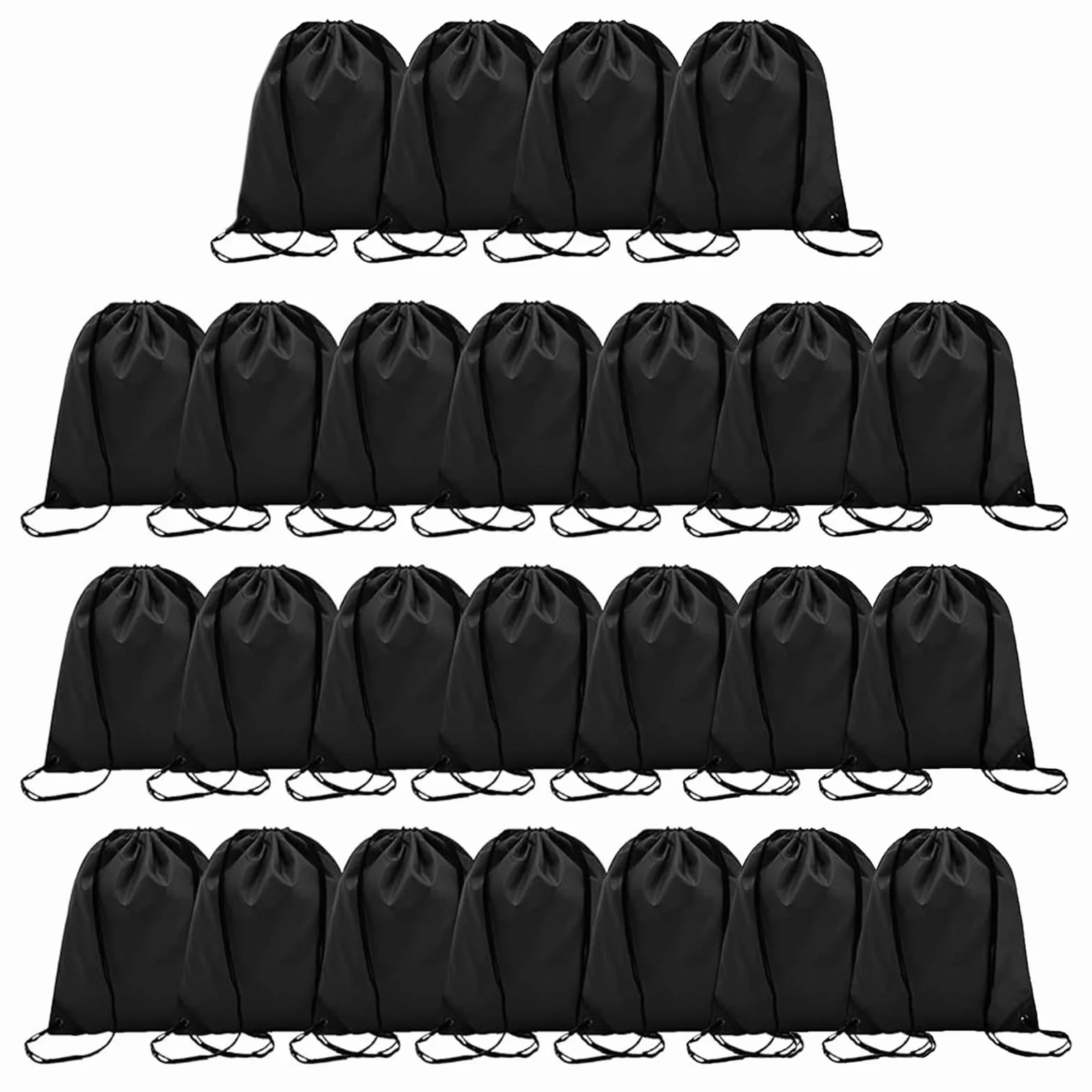 Lot de 25 sacs à dos avec cordon de serrage – Sacs cadeaux de fête et sac de sport pour salle de sport, école, voyage, Noir , 43 x 34 cm, Classique