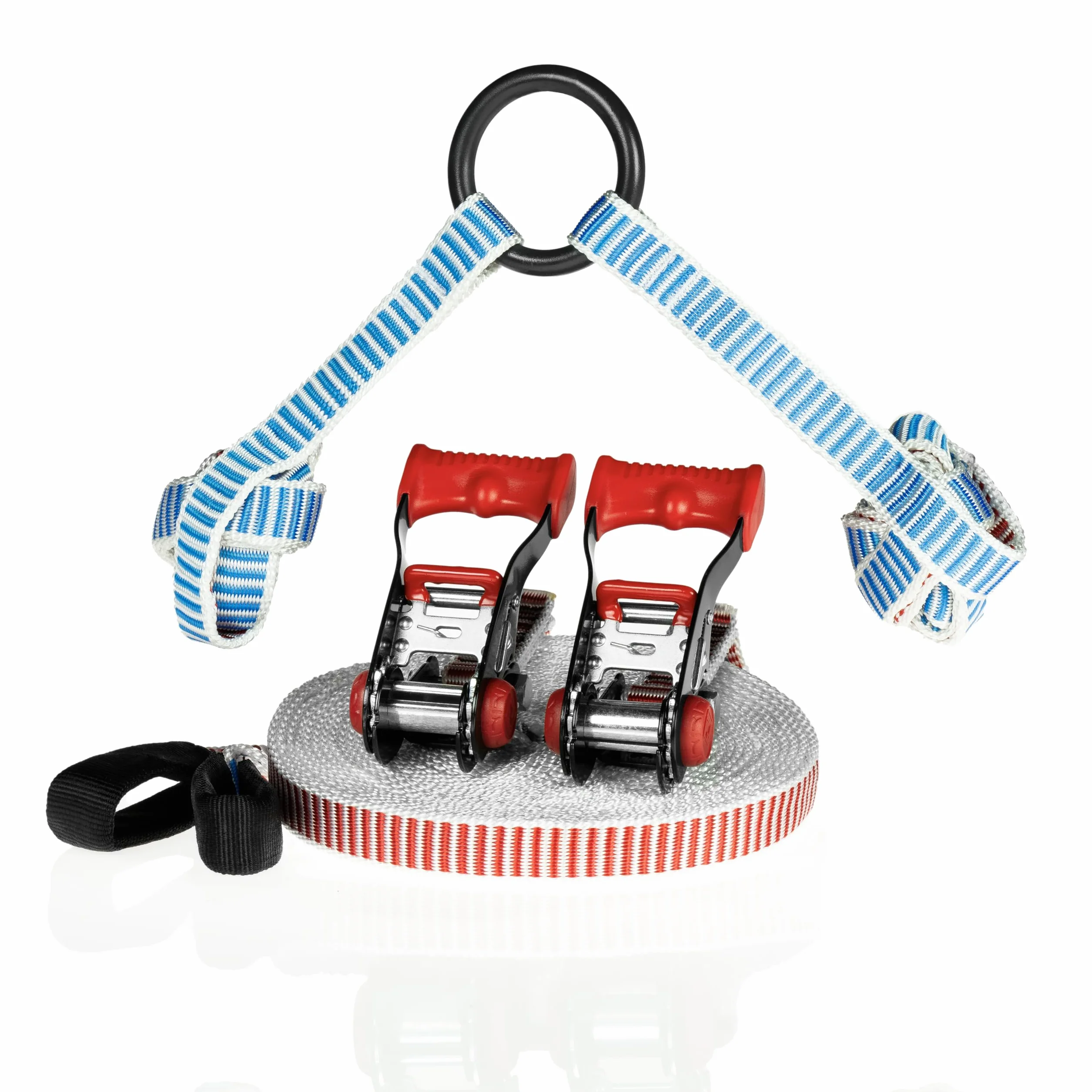 Monkey Line Kit 15m - Slackline 15m avec Sangle de Guidage Suspendue et Anneau pour Enfants