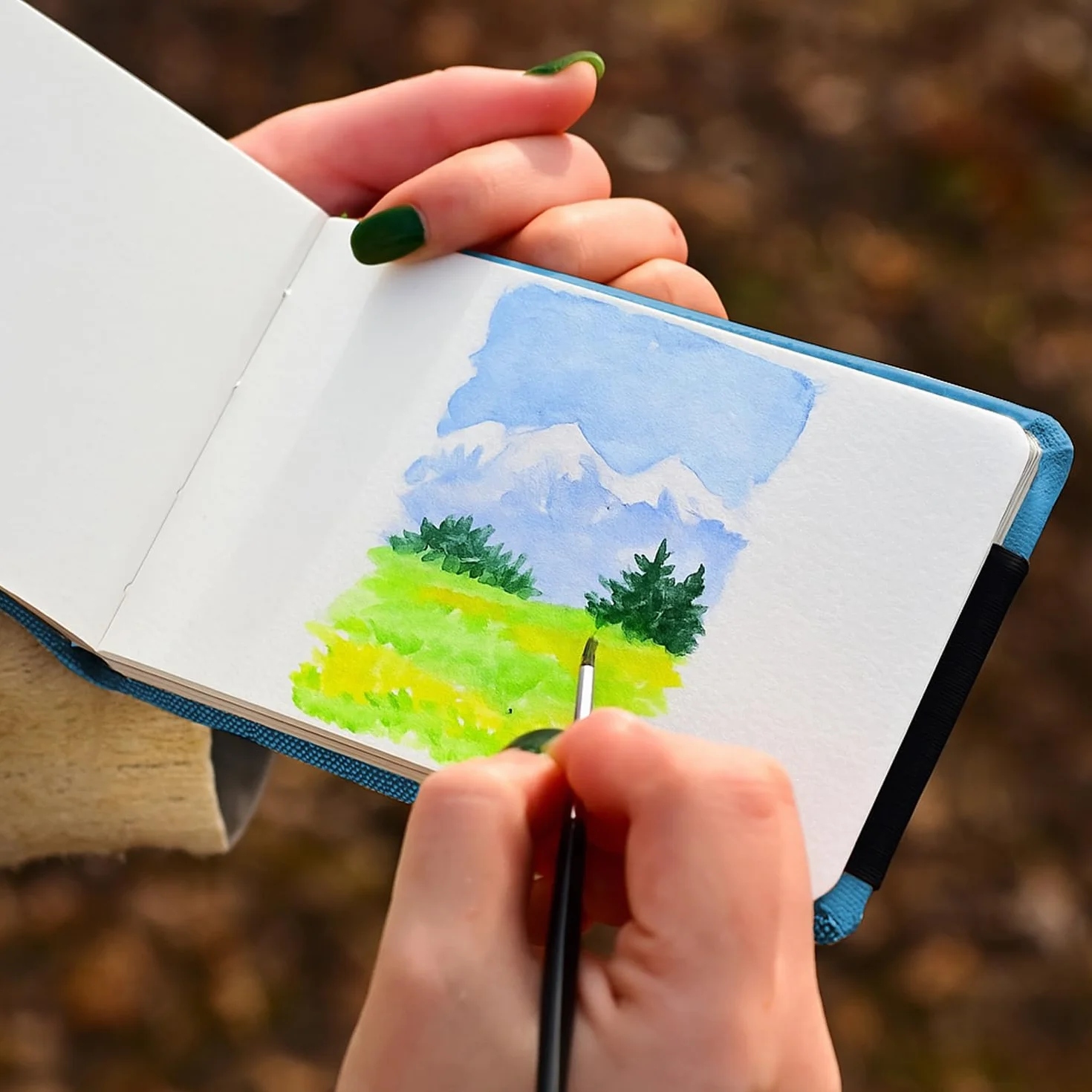 Carnet Dessin Aquarelle 5.5x3.5 Pouces 2 Pack 30 Feuilles 300GSM Papier Pressé Froid Couverture Tissu Livre Artiste
