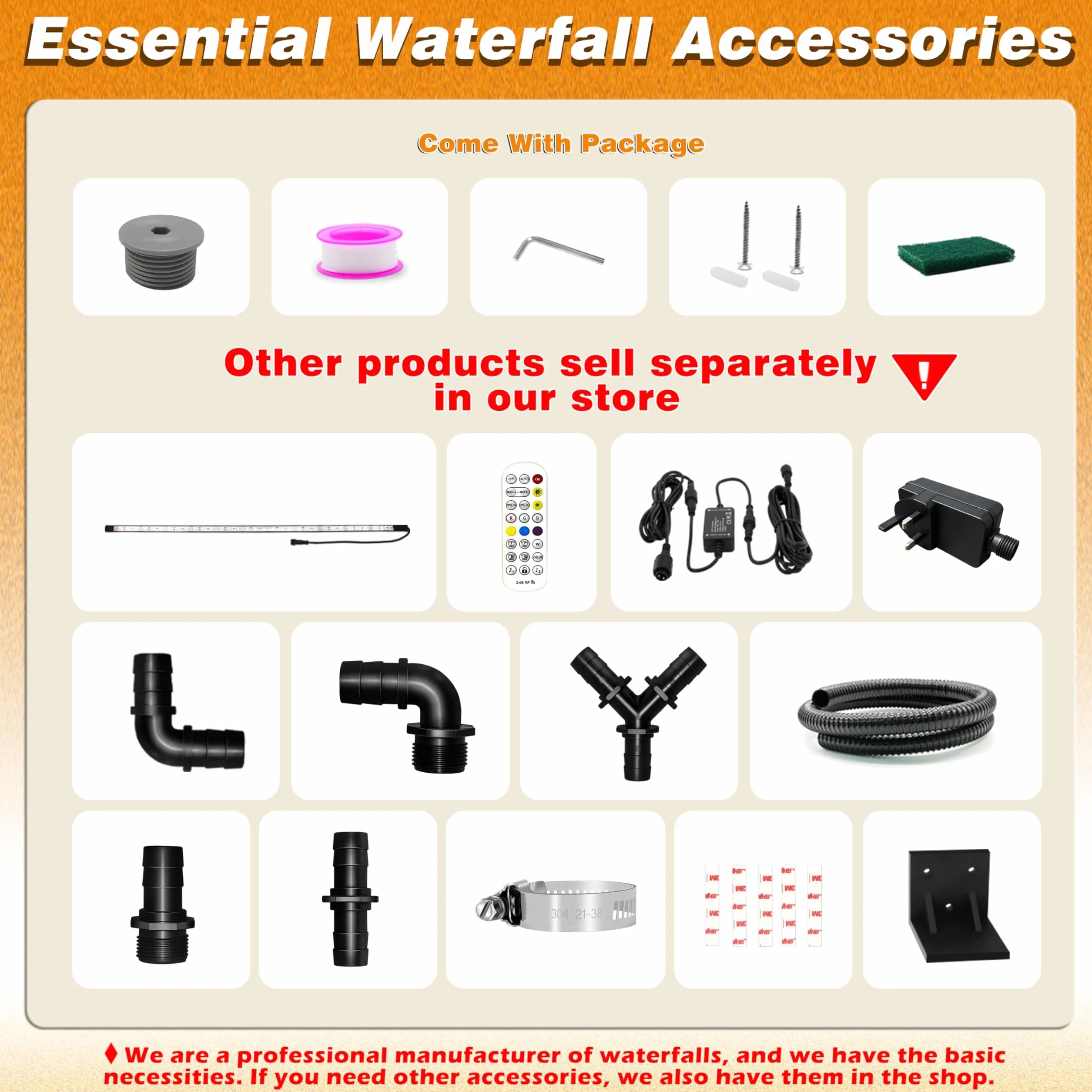 Kit de lames de cascade pour étang 60 cm acier inoxydable largeur bec 15 cm décoration bassin