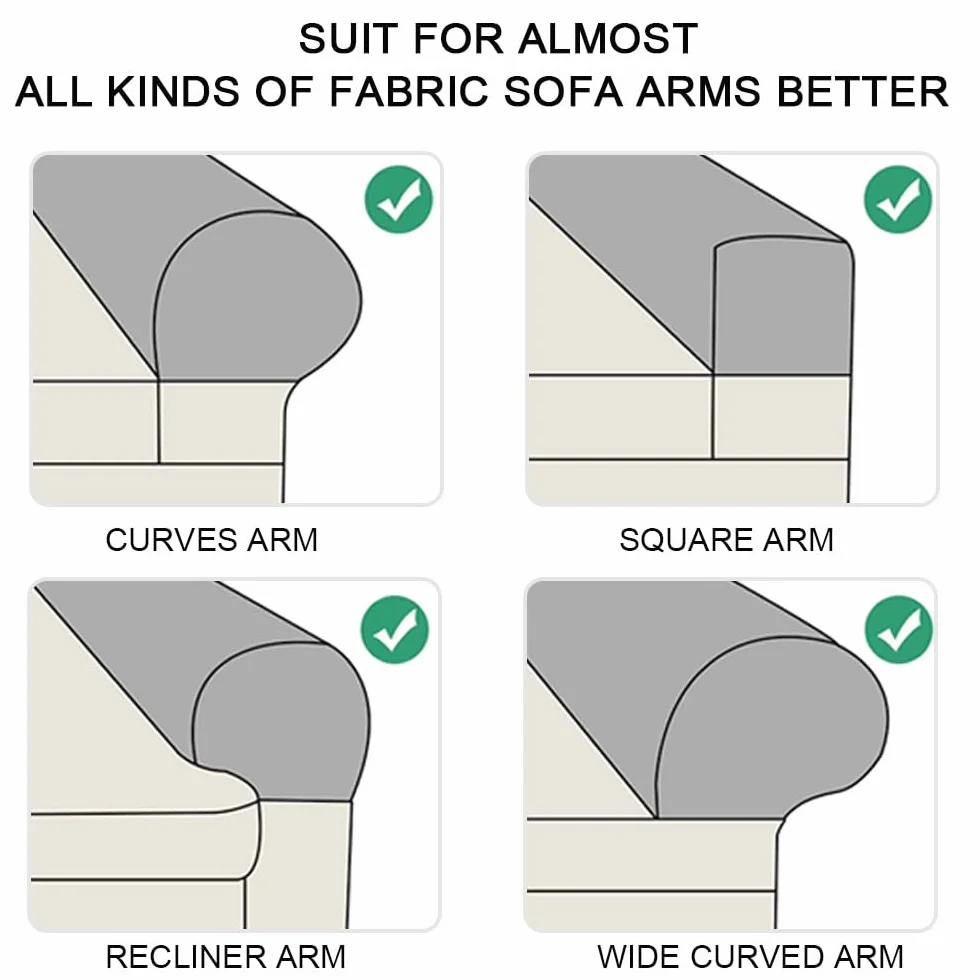 FANSU Housse de Fauteuil et Canapé Extensible Couvre Accoudoirs Lot de 2 Protection Antidérapante (Gris Foncé)