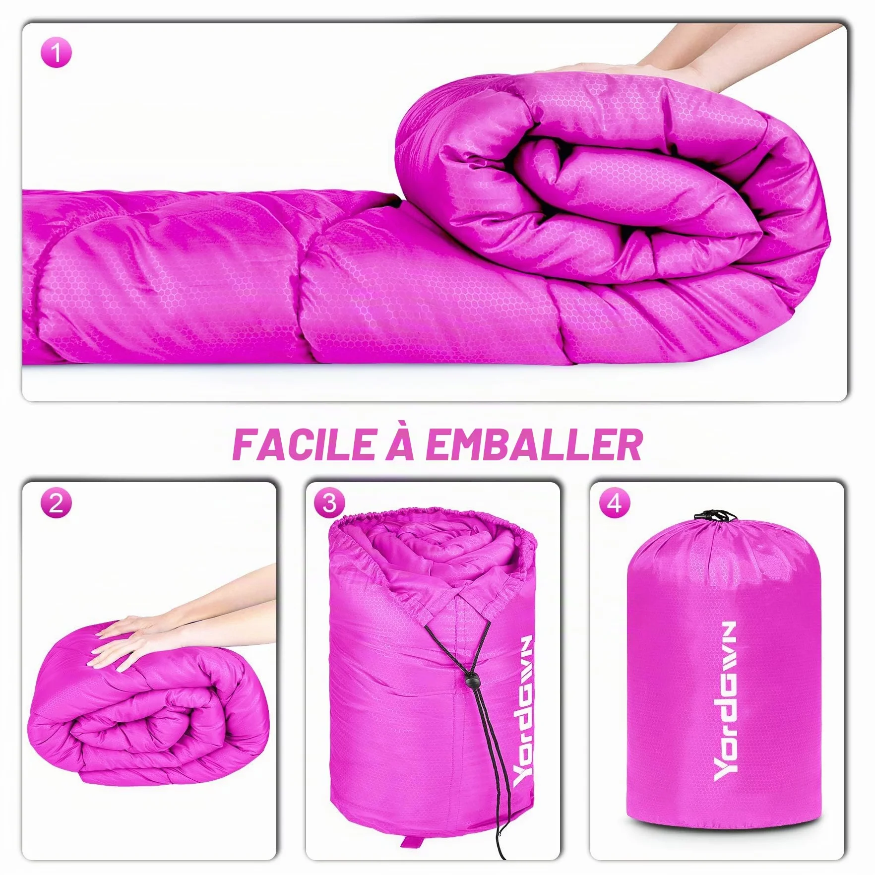 Sac De Couchage Adulte Enfant, Sac de Couchage Compact de Camping et Randonnée 3-4 Saisons Hiver l'été Sleeping Bag Leger Imperméable pour Interieur Extérieur