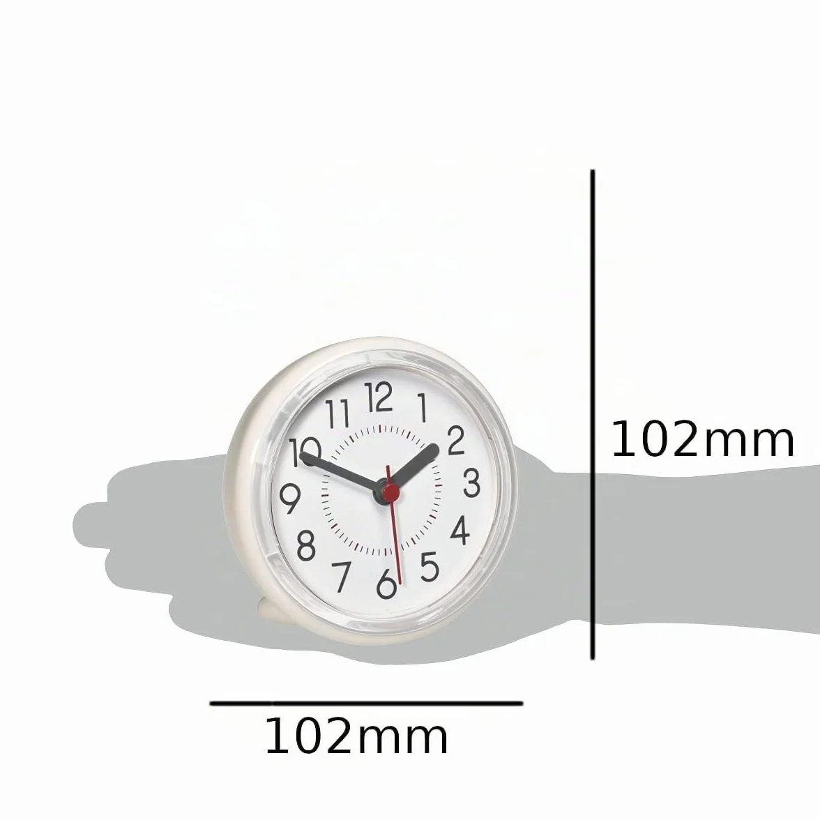 TFA Dostmann Horloge salle de bain étanche 60.3055.02 sans perçage ventouse Blanc-crème