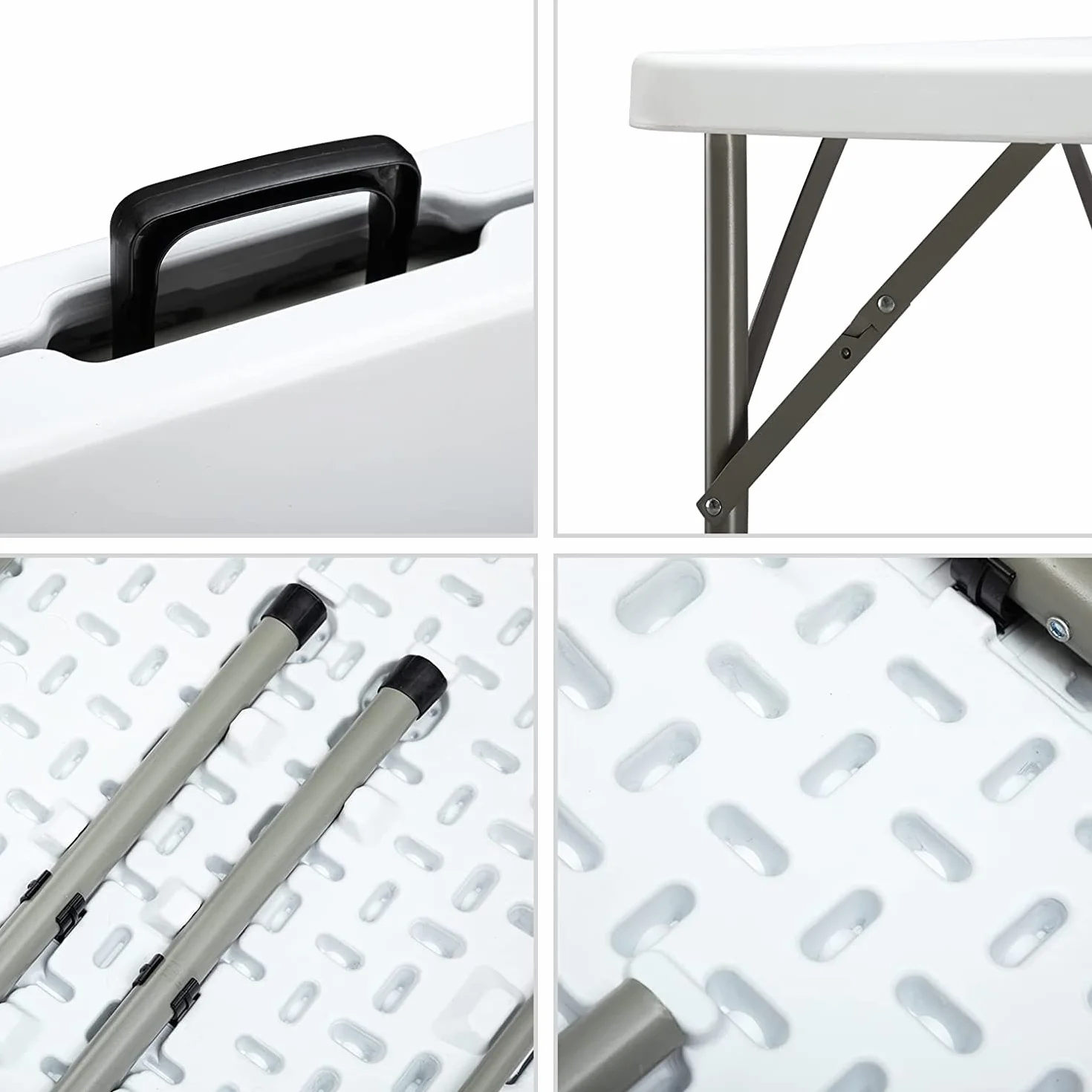 Table Pliante Carrée 87cm HollyHOME Petite Table pour Jardin Balcon Cuisine Camping, Blanc