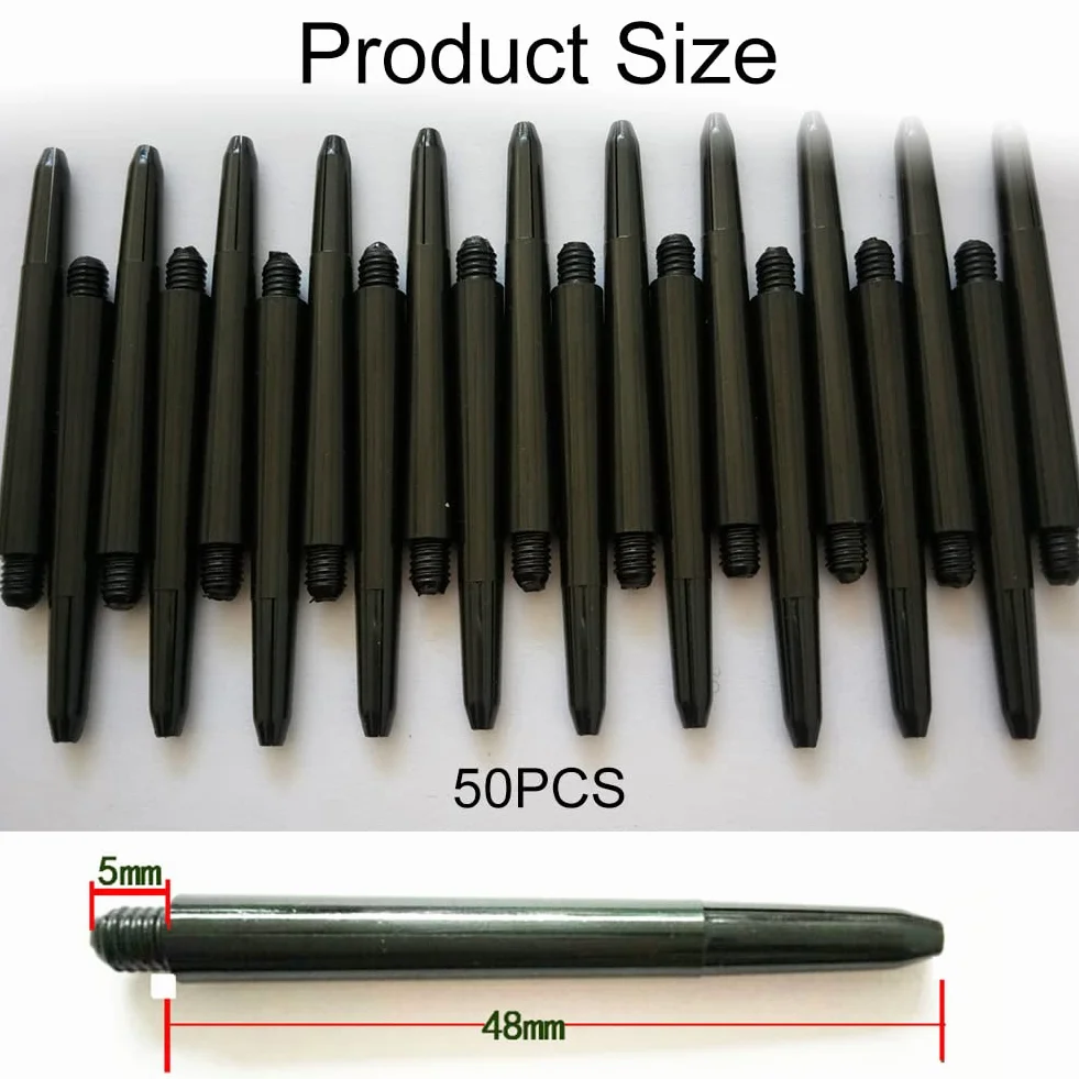 Arbres de Fléchettes en Nylon 2BA 50PCS Accessoire Fléchettes Noir