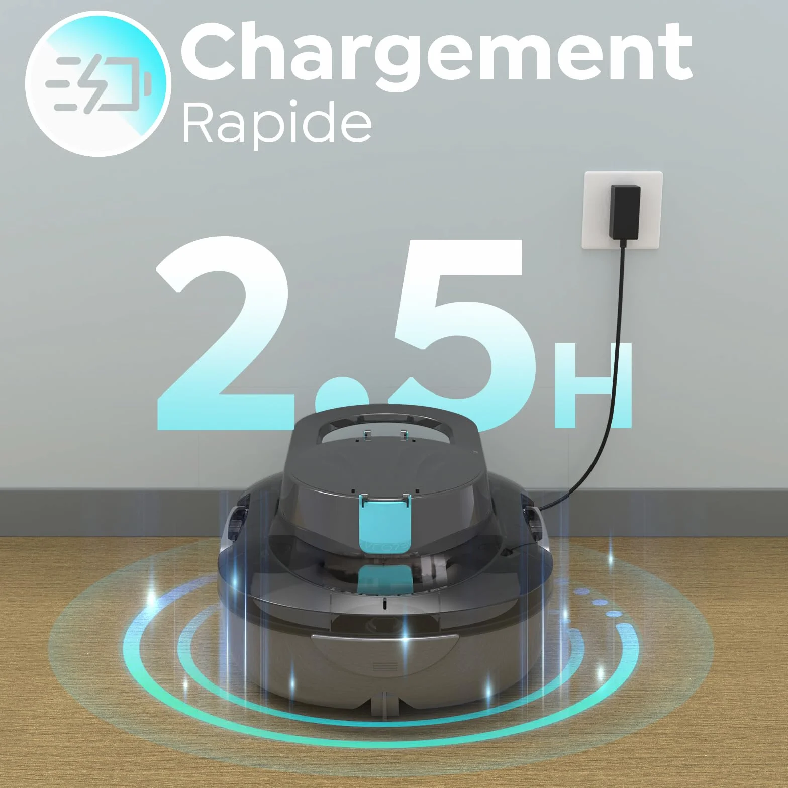 Robot Piscine S1PRO 2026 Autonomie 120 Min Piscines Hors Sol 100m² Aspirateur Double Moteur Gris